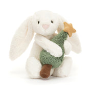 Kuscheltier Hase mit Weihnachtsbaum "Bashful" - 18 cm (Weiß/Grün)