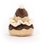 Kuscheltier Törtchen aus Plüsch, cremefarben mit braunem Guss und weißer Haube