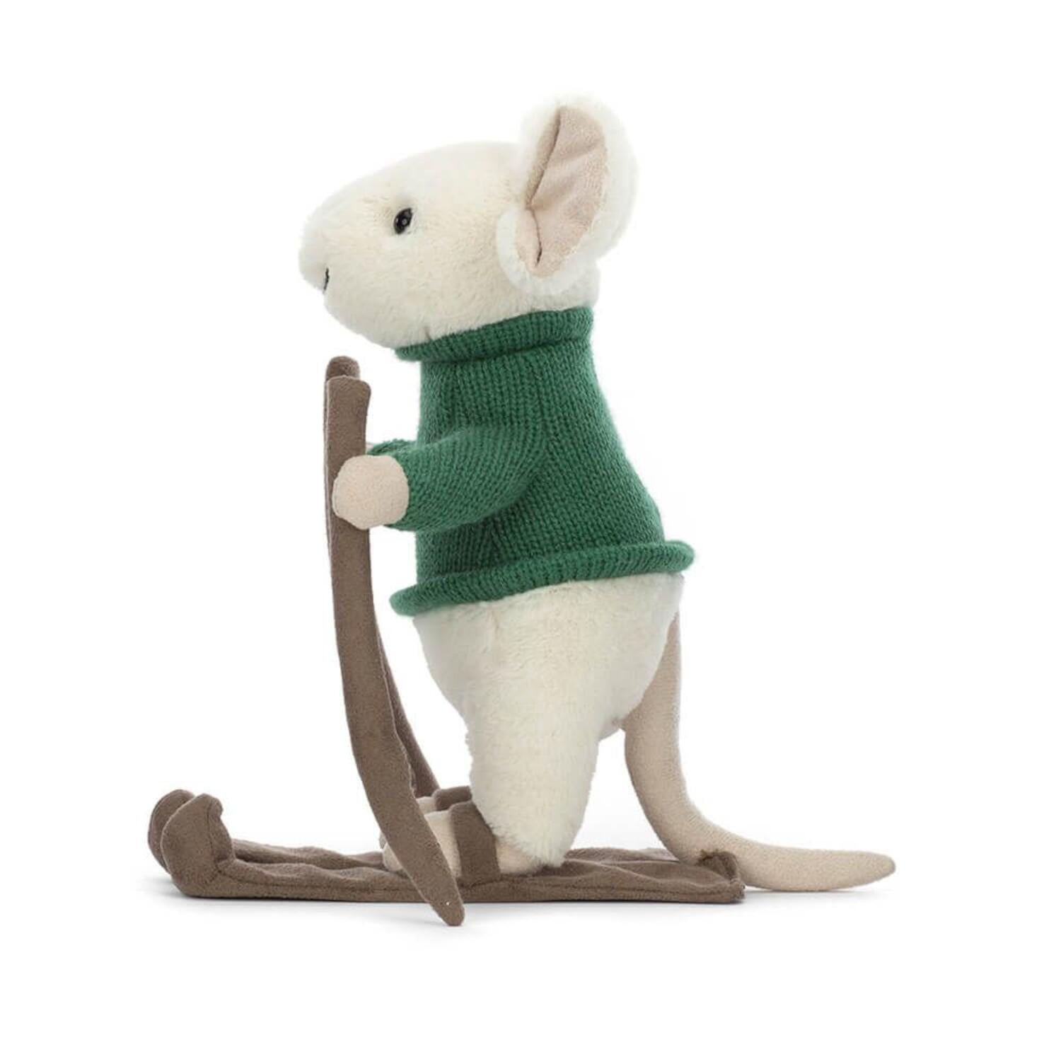 Kuscheltier Maus "Merry Mouse Skiing" (Weiß)