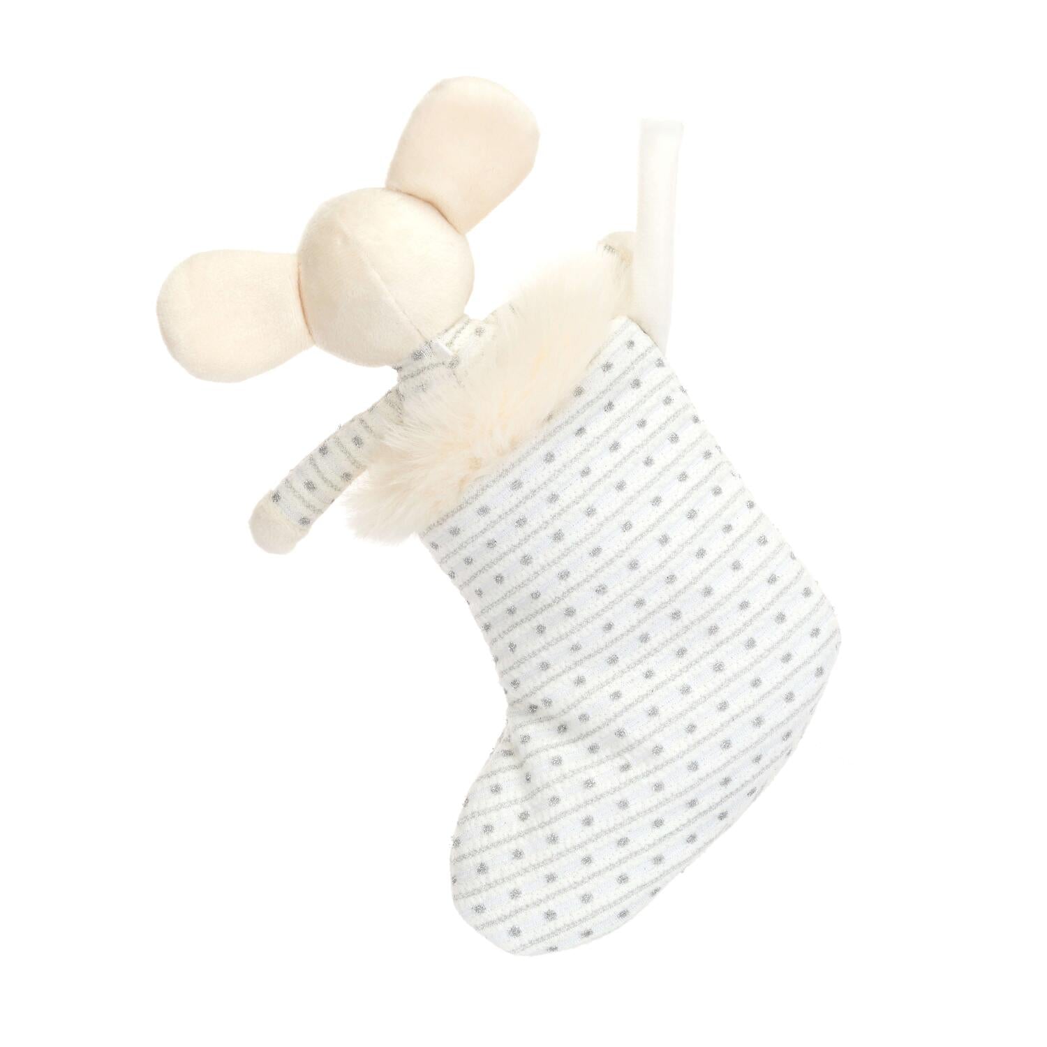 Kuscheltier Maus "Shimmer Stocking" - 20 cm (Beige/Silber)