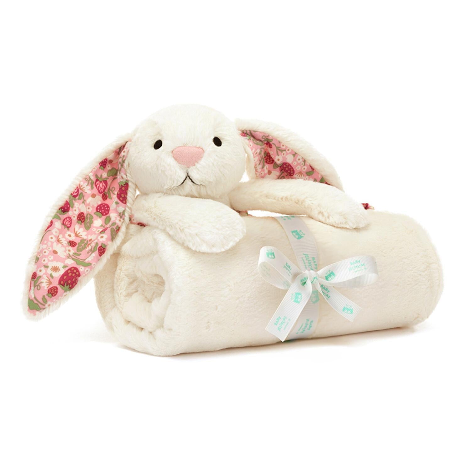 Kuscheldecke Hase "Blossom Berry" - 70x56 cm (Creme)