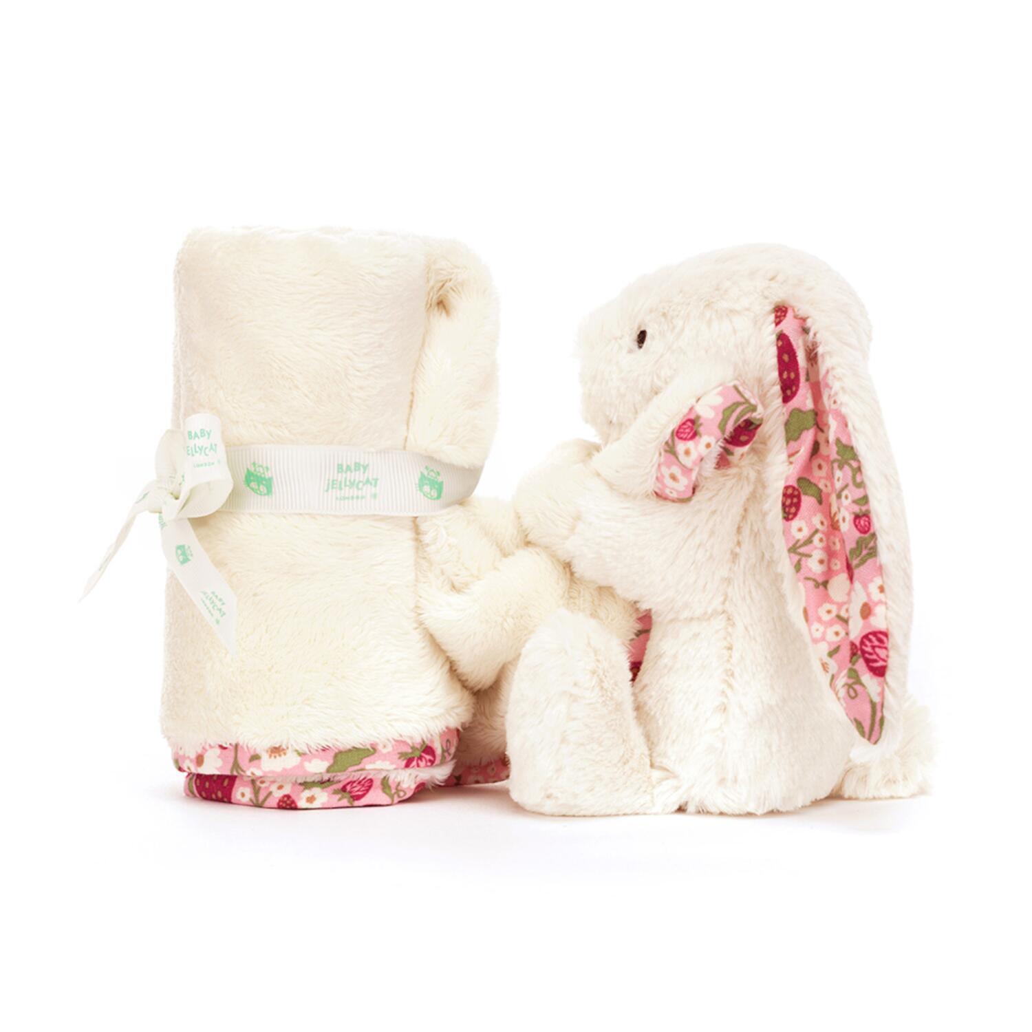 Kuscheldecke Hase "Blossom Berry" - 34x34 cm (Creme)