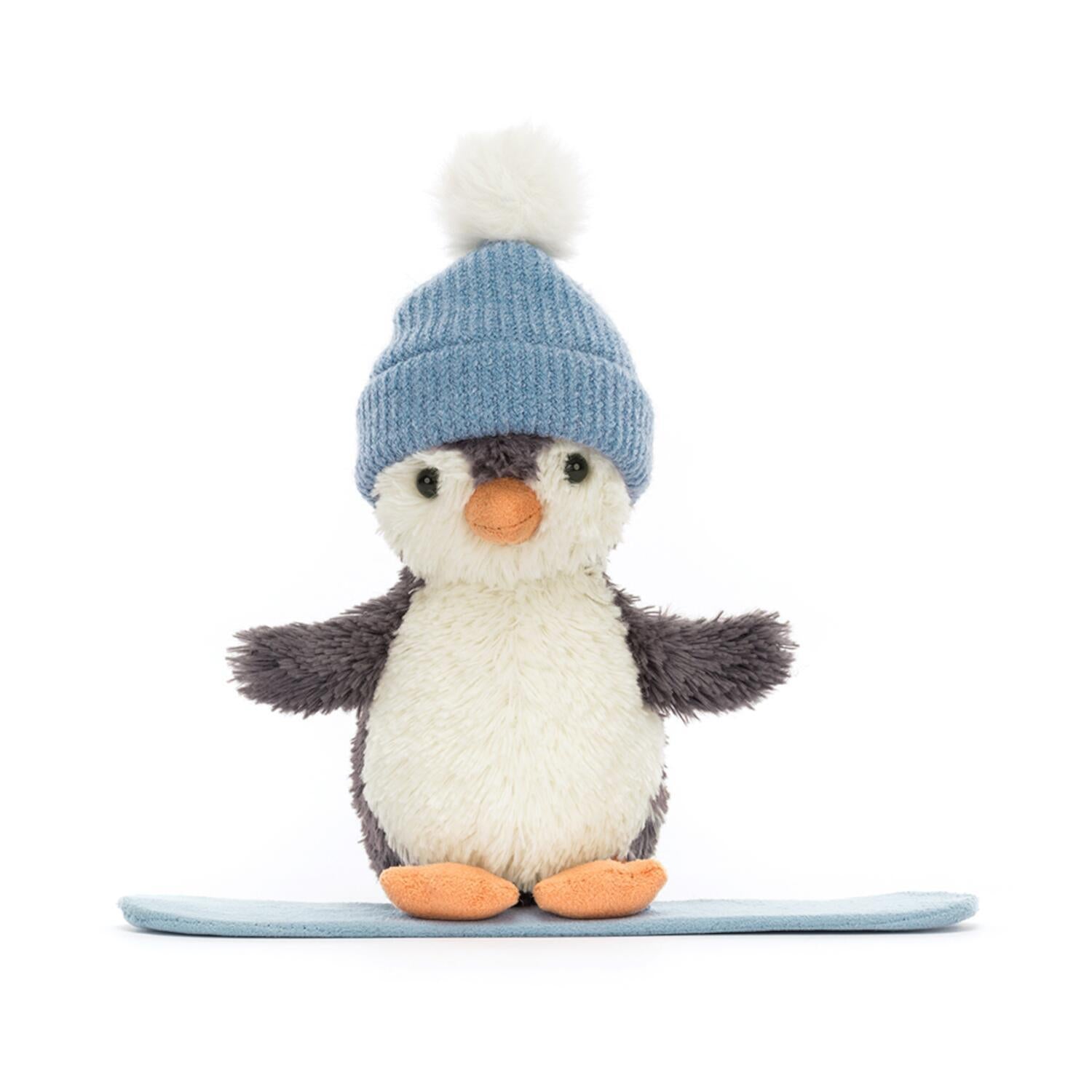 Kuscheltier Pinguin "Peanut Penguin Snowboarding" - 18 cm (Grau/Weiß)