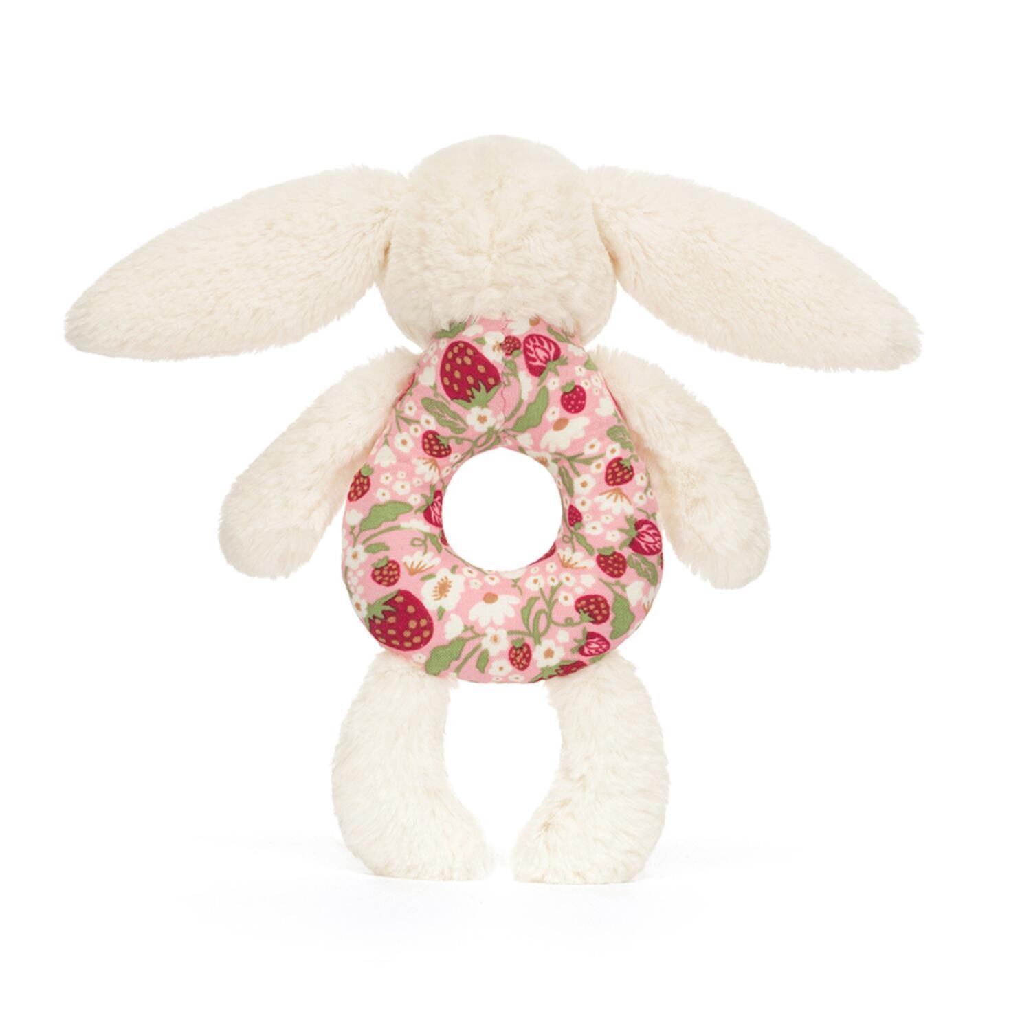 Rassel Hase "Blossom Berry" - 6x12 cm (Creme)