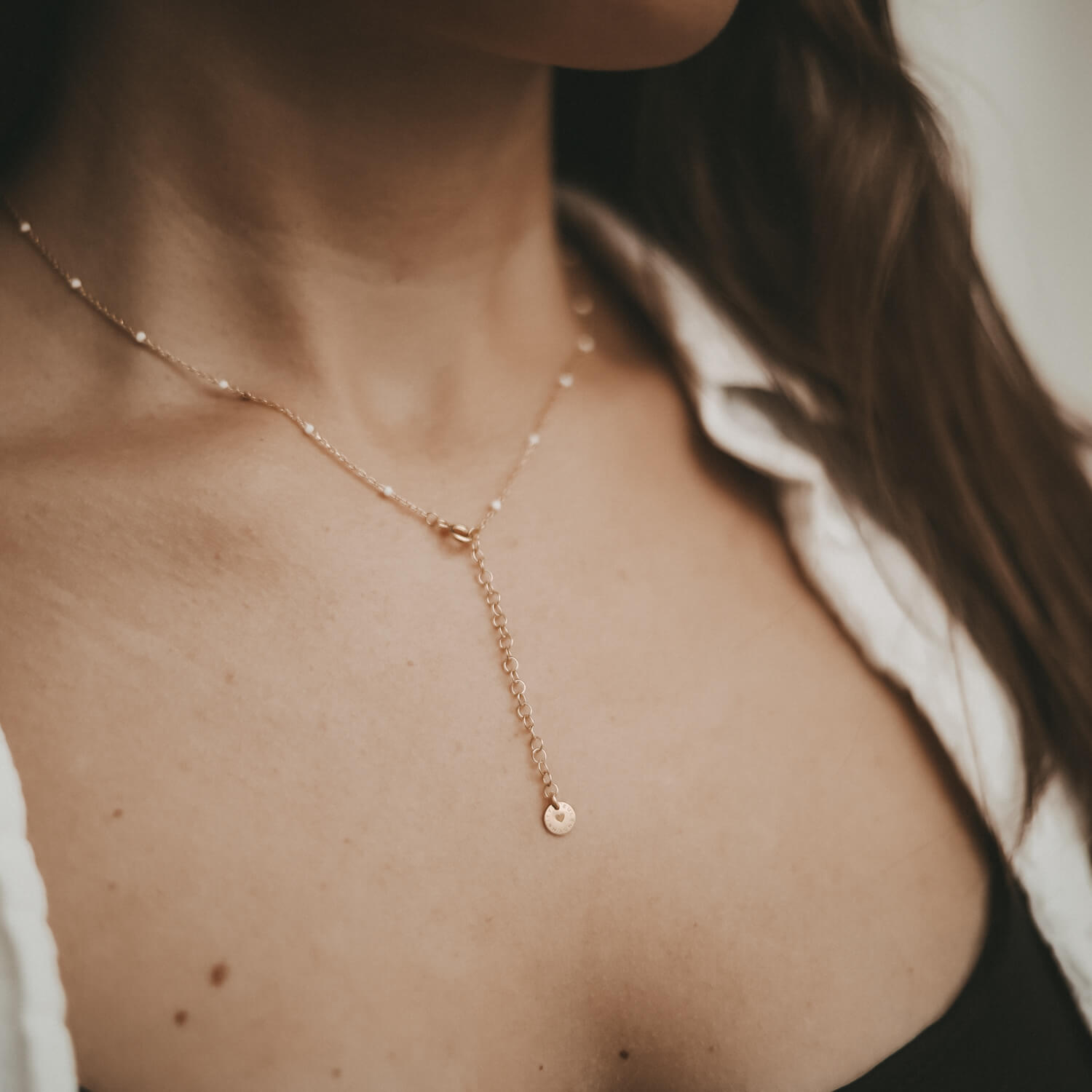 Kette "Lini" - 40-45 cm (Gold/Weiß)