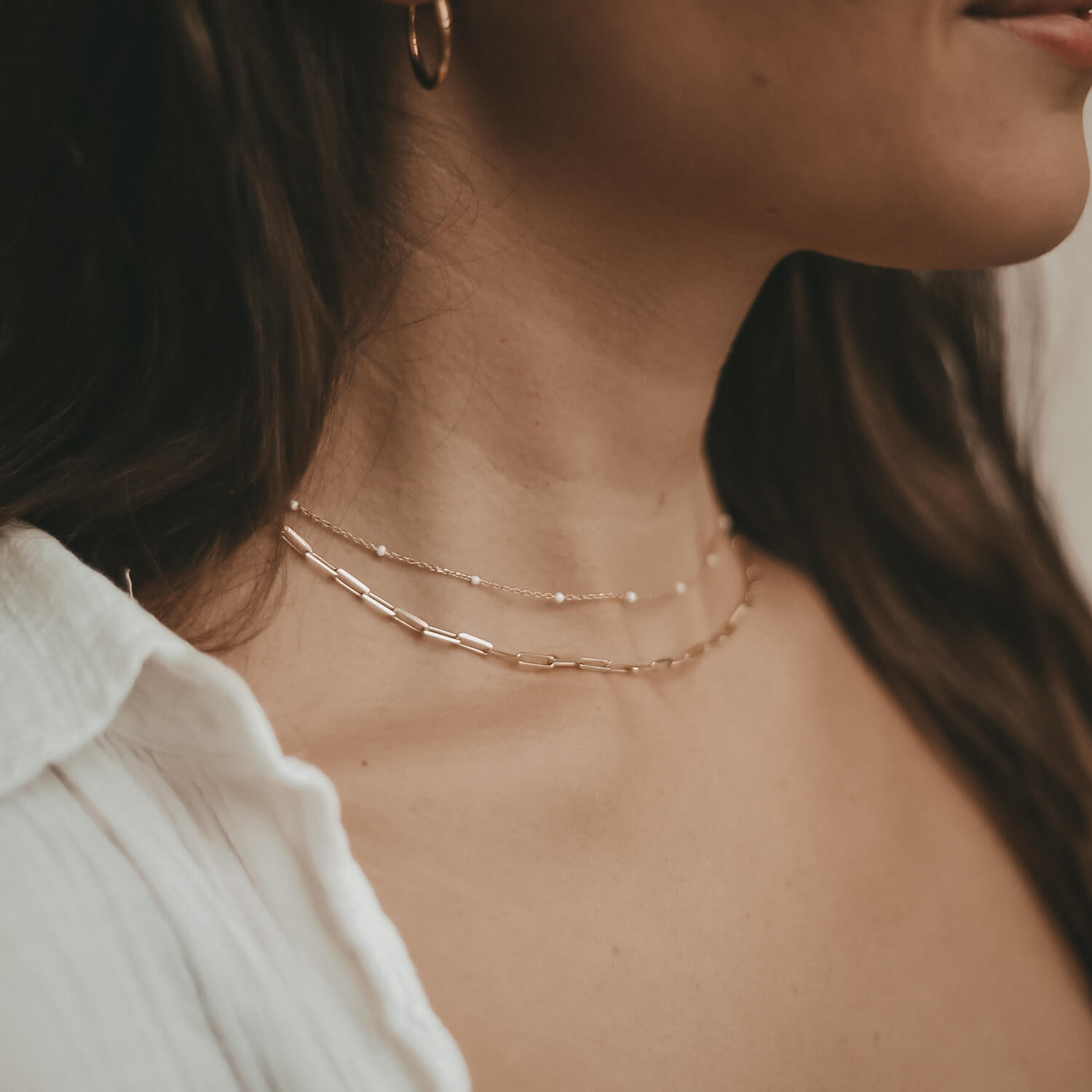 Kette "Lini" - 40-45 cm (Gold/Weiß)