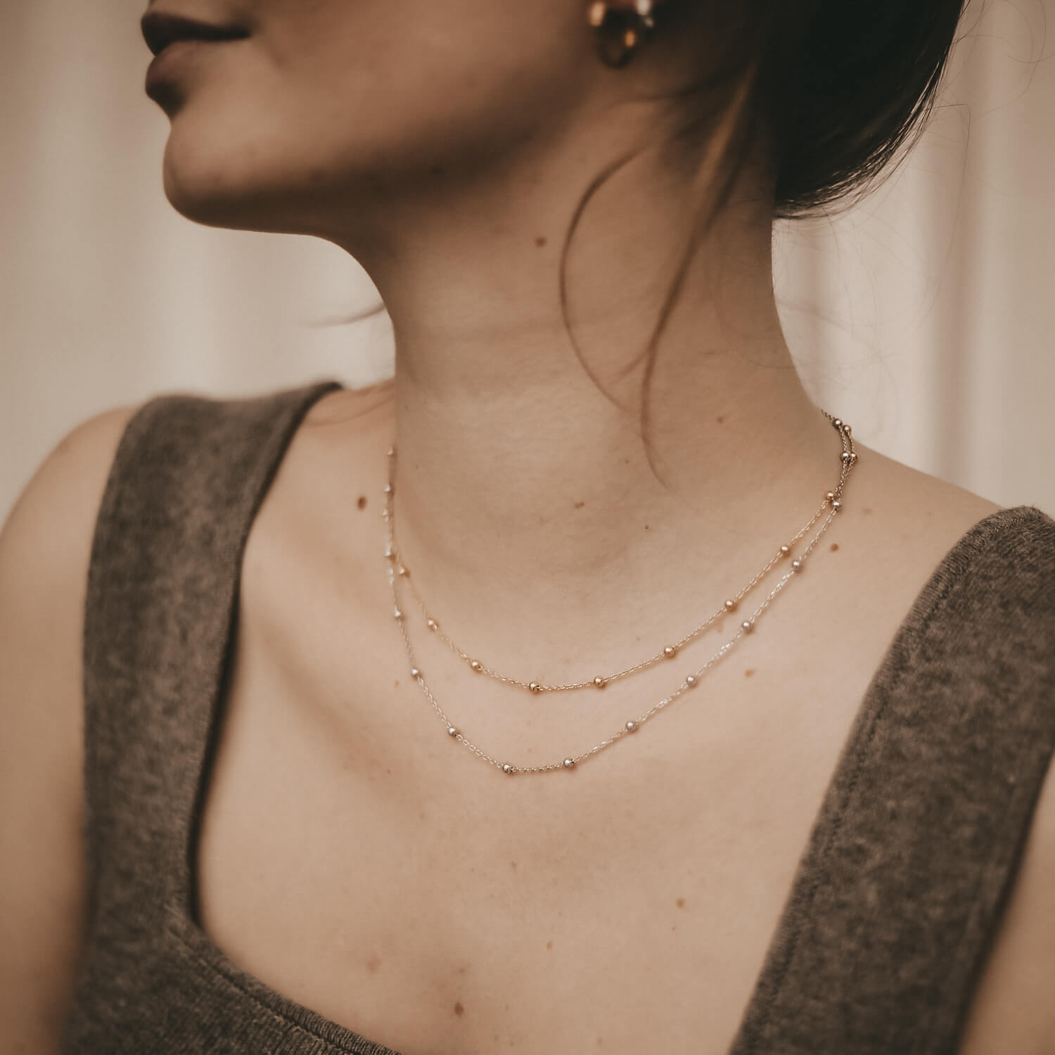 Kette "Marie" mit Kugeln - 40-45,5 cm (Gold)