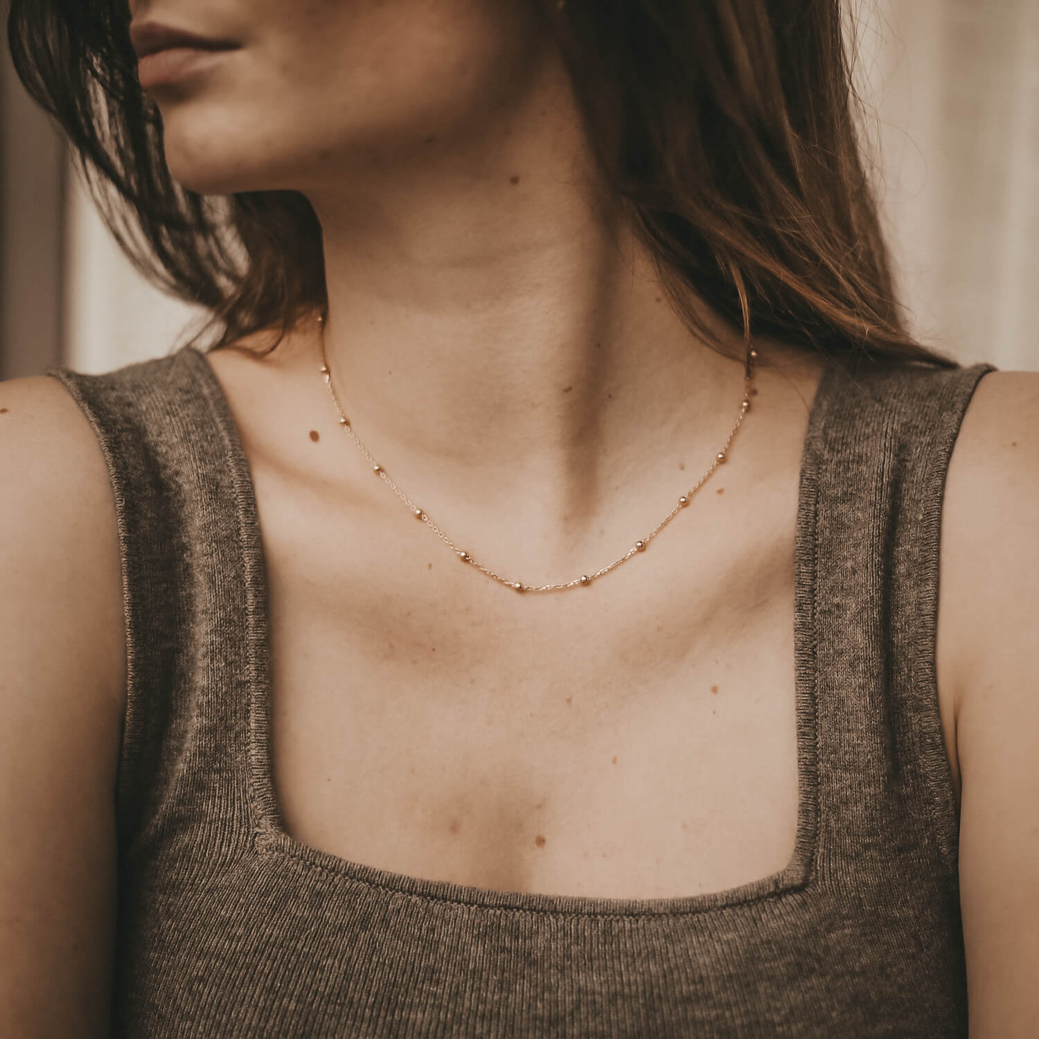 Kette "Marie" mit Kugeln - 40-45,5 cm (Gold)