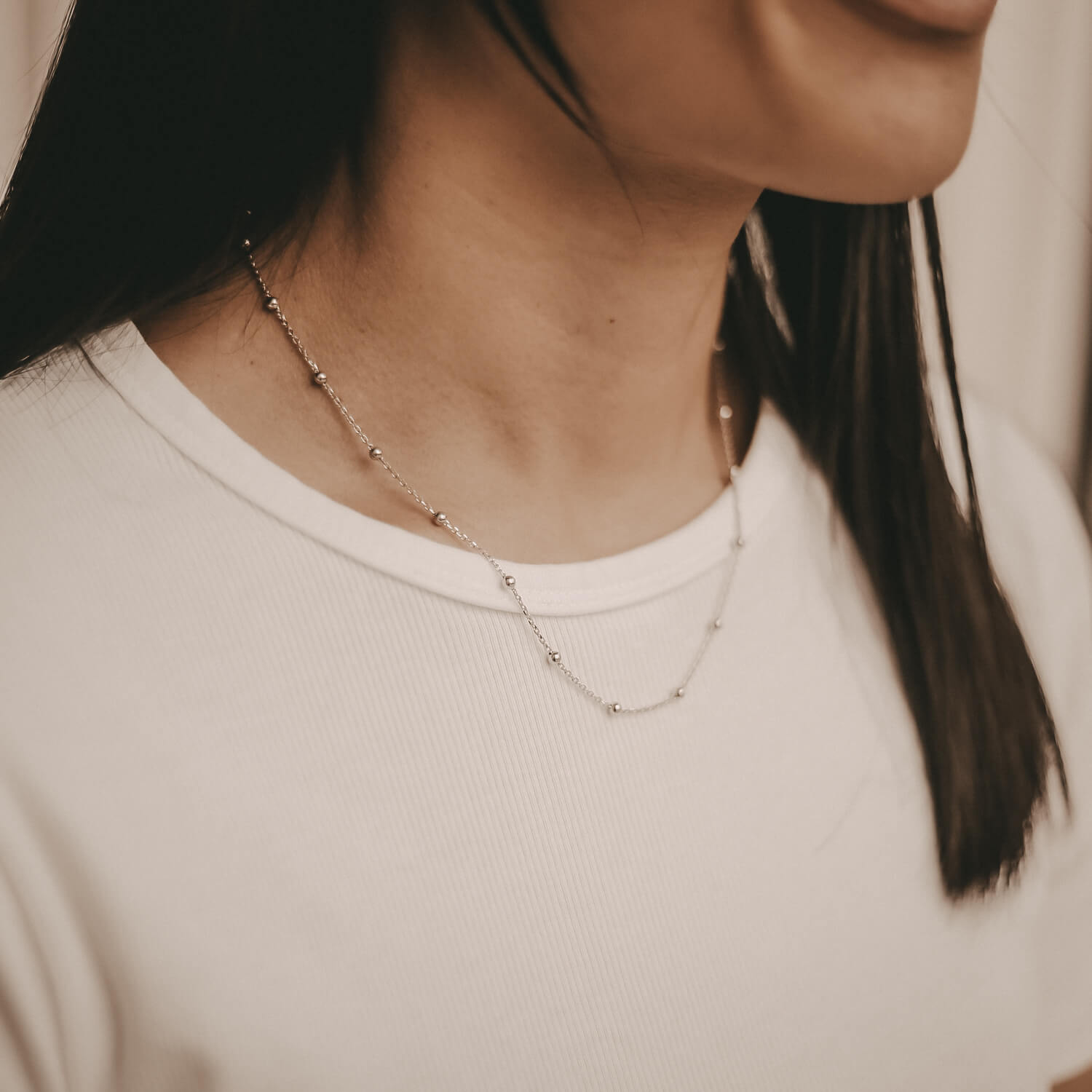 Kette "Marie" mit Kugeln - 40-45,5 cm (Silber)