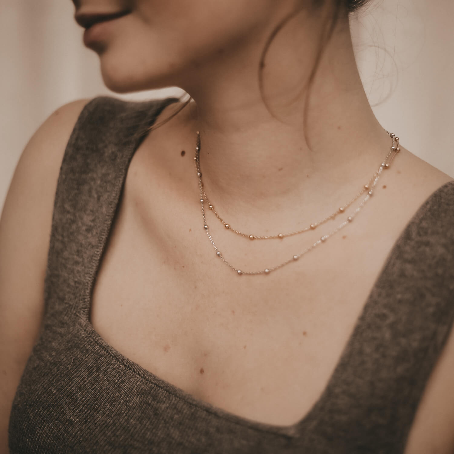 Kette "Marie" mit Kugeln - 40-45,5 cm (Silber)