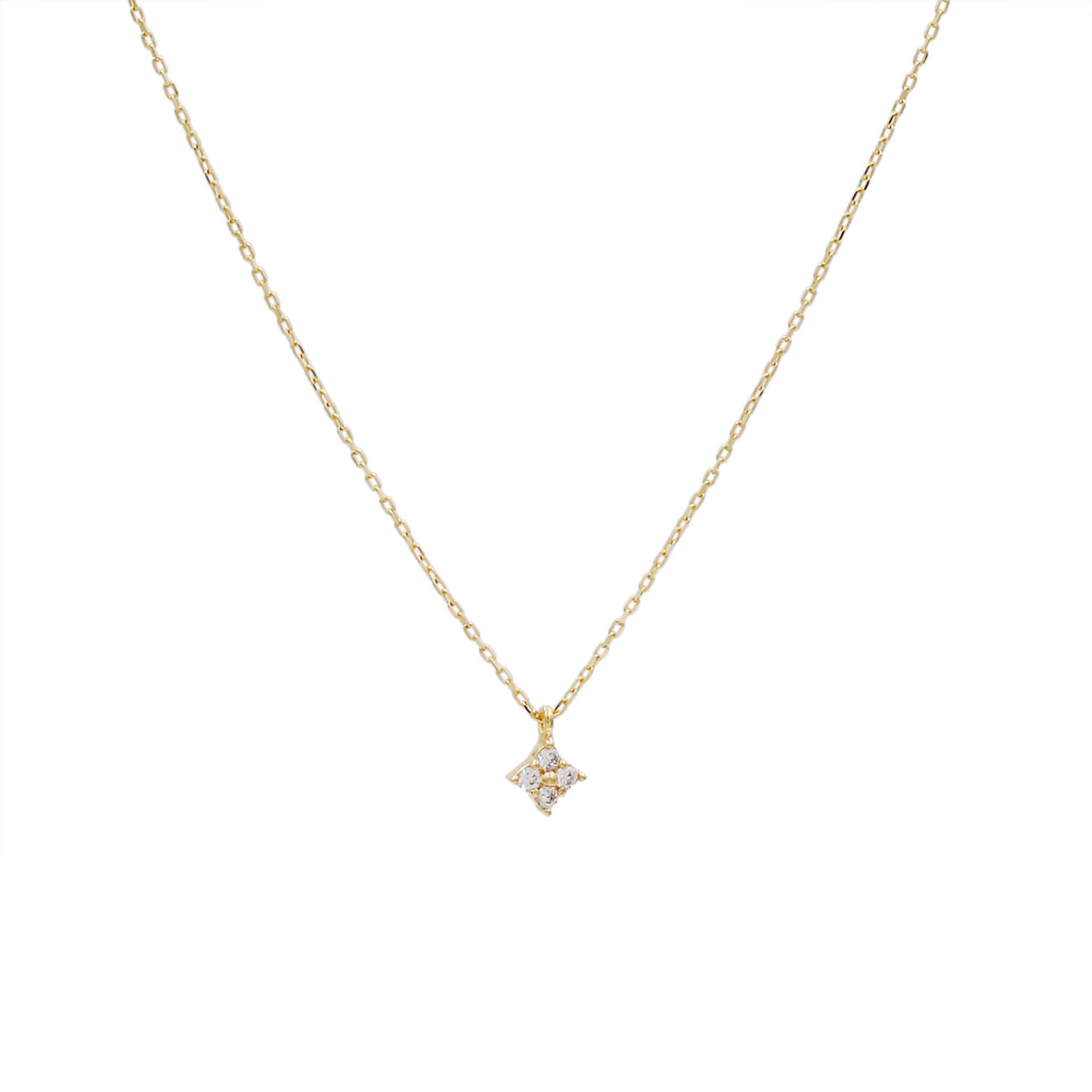 Kette "Sophie" mit Zirkon-Blümchen - 40-45,5 cm (Gold)