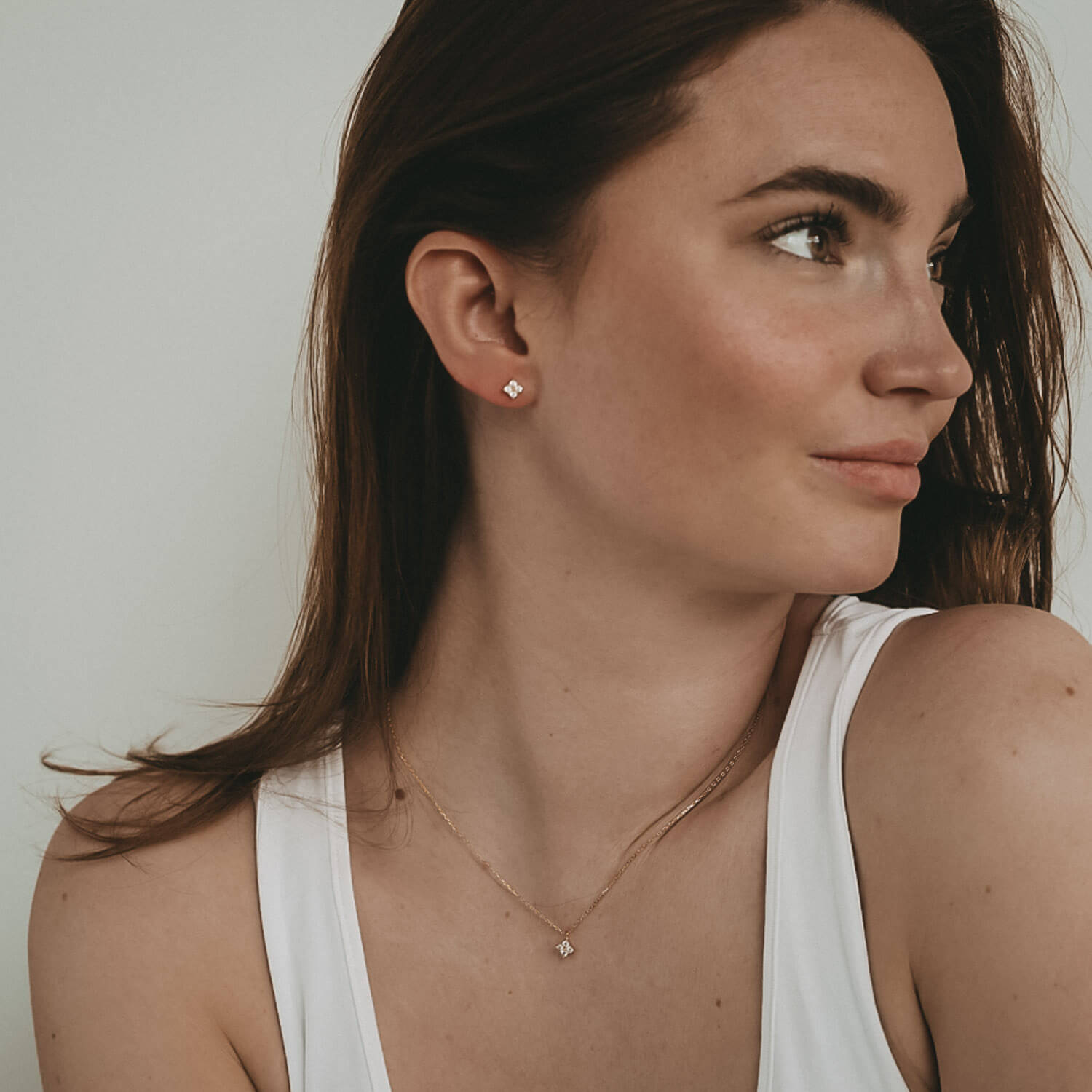 Kette "Sophie" mit Zirkon-Blümchen - 40-45,5 cm (Gold)