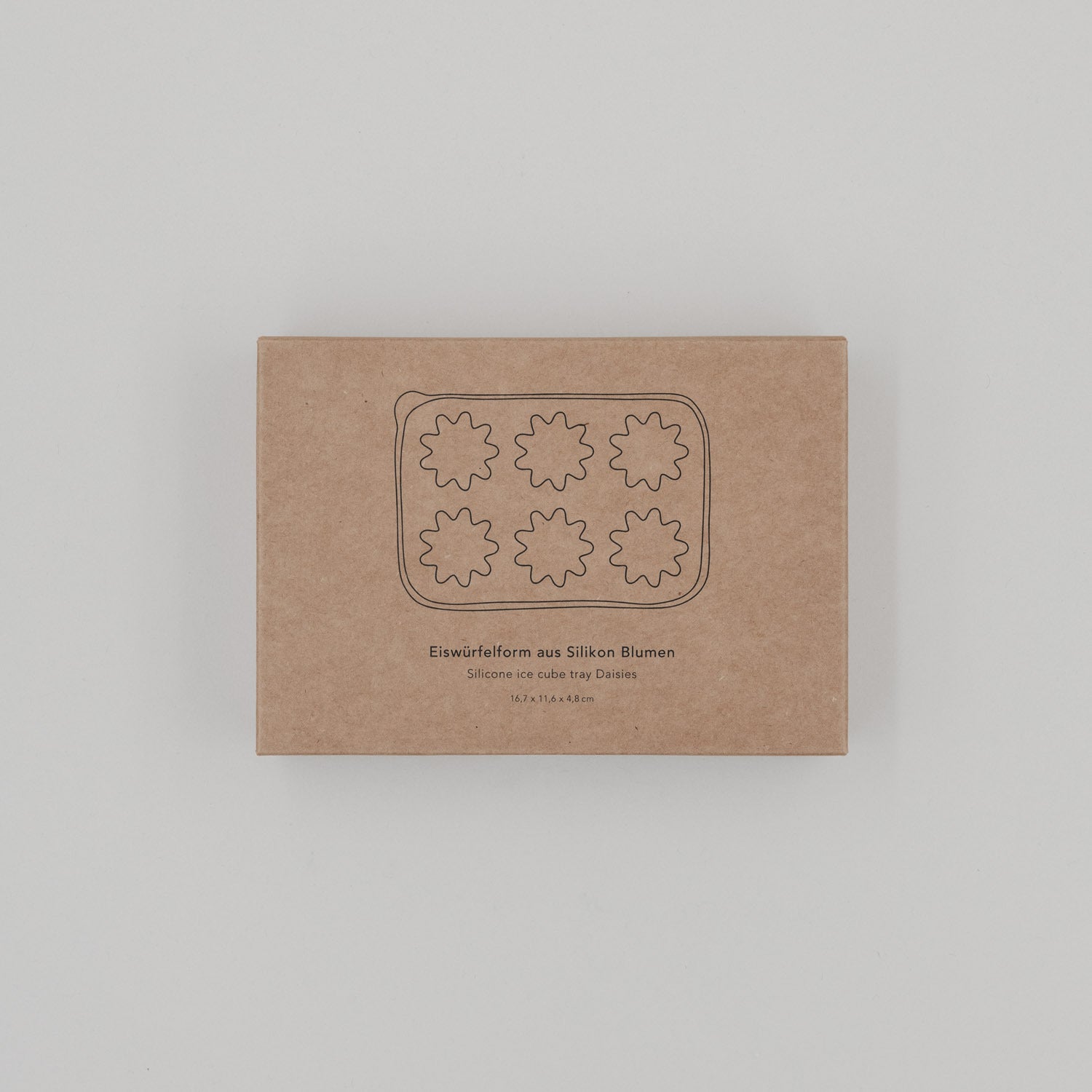 Verpackung für Eiswürfelform mit Blumenmotiv, braune Umverpackung