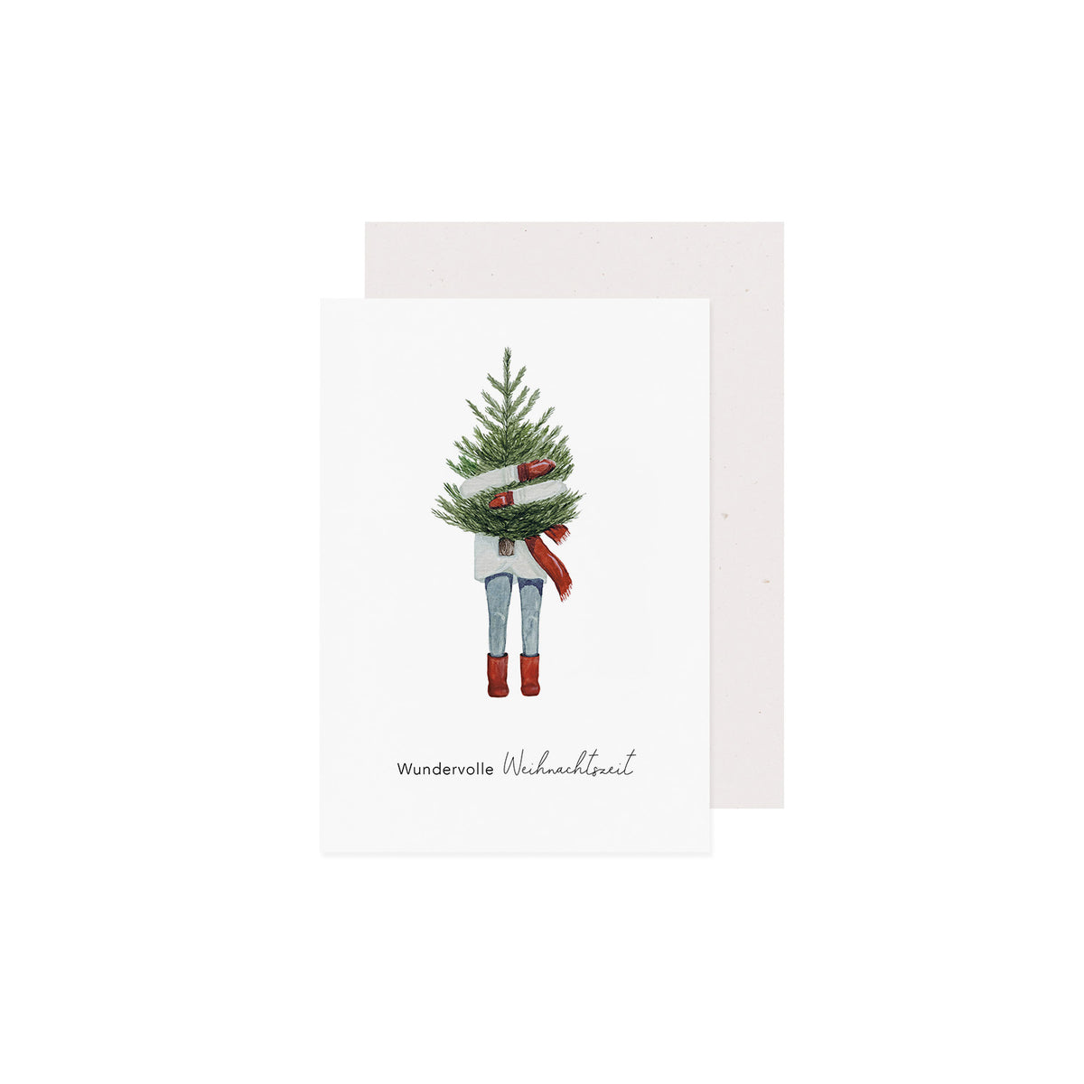 Klappkarte "Weihnachtsmädchen" - 10,5 x 14,8 cm (Weiß)
