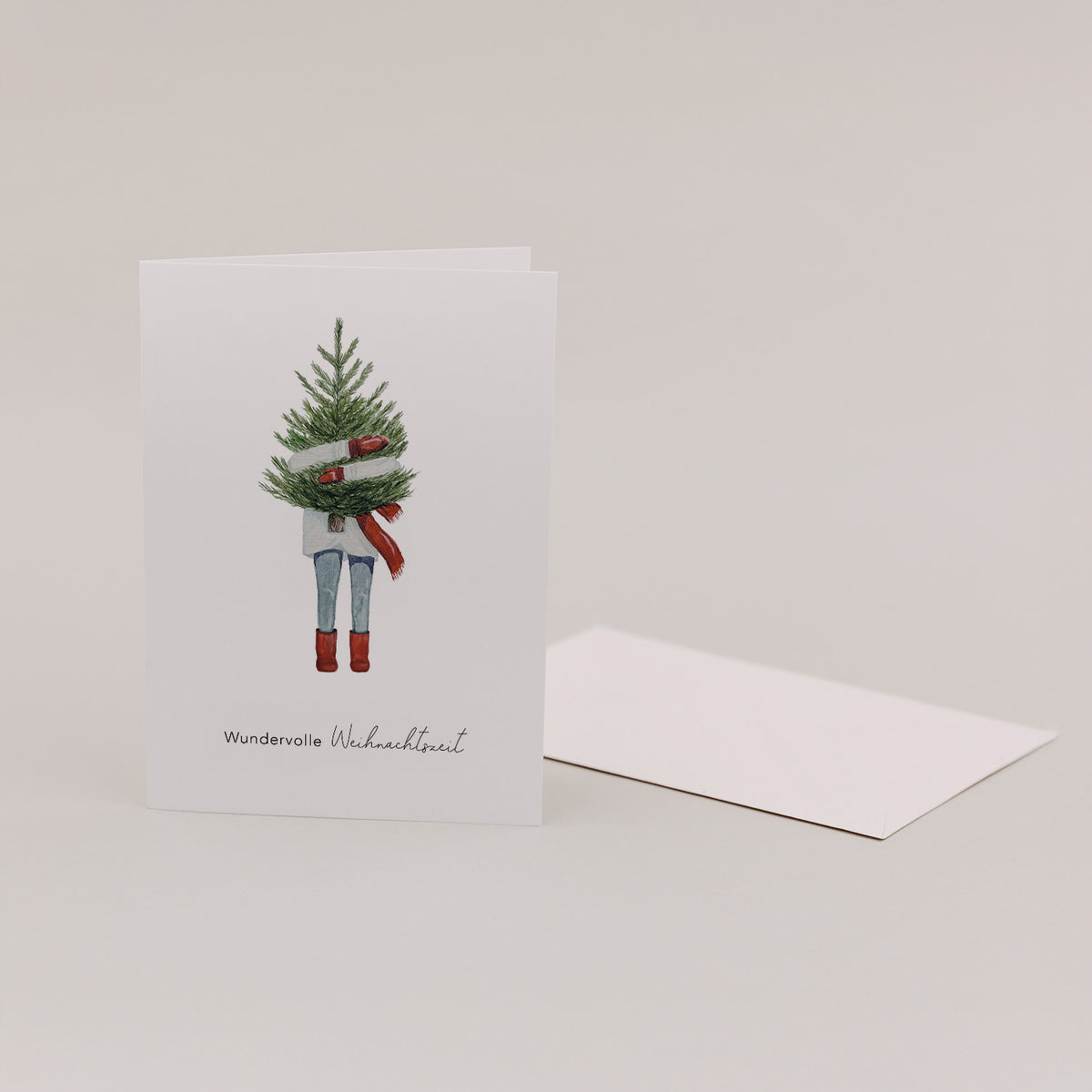 Klappkarte "Weihnachtsmädchen" - 10,5 x 14,8 cm (Weiß)