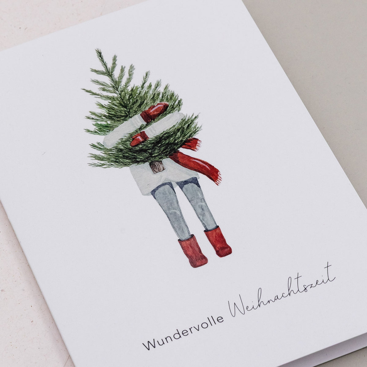 Klappkarte "Weihnachtsmädchen" - 10,5 x 14,8 cm (Weiß)