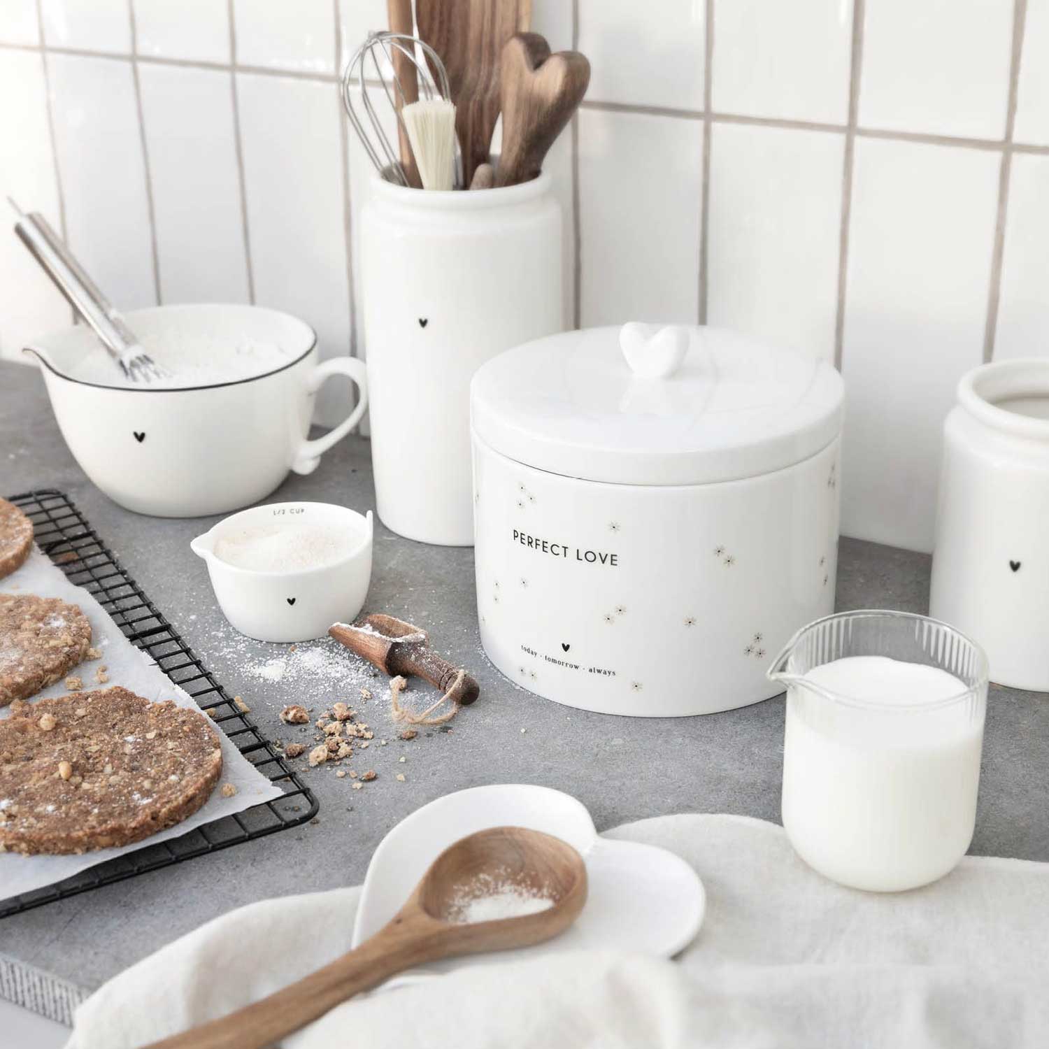 Messbecher im 3er-Set "Heart" - 7,5x6,5 cm (Weiß/Schwarz)