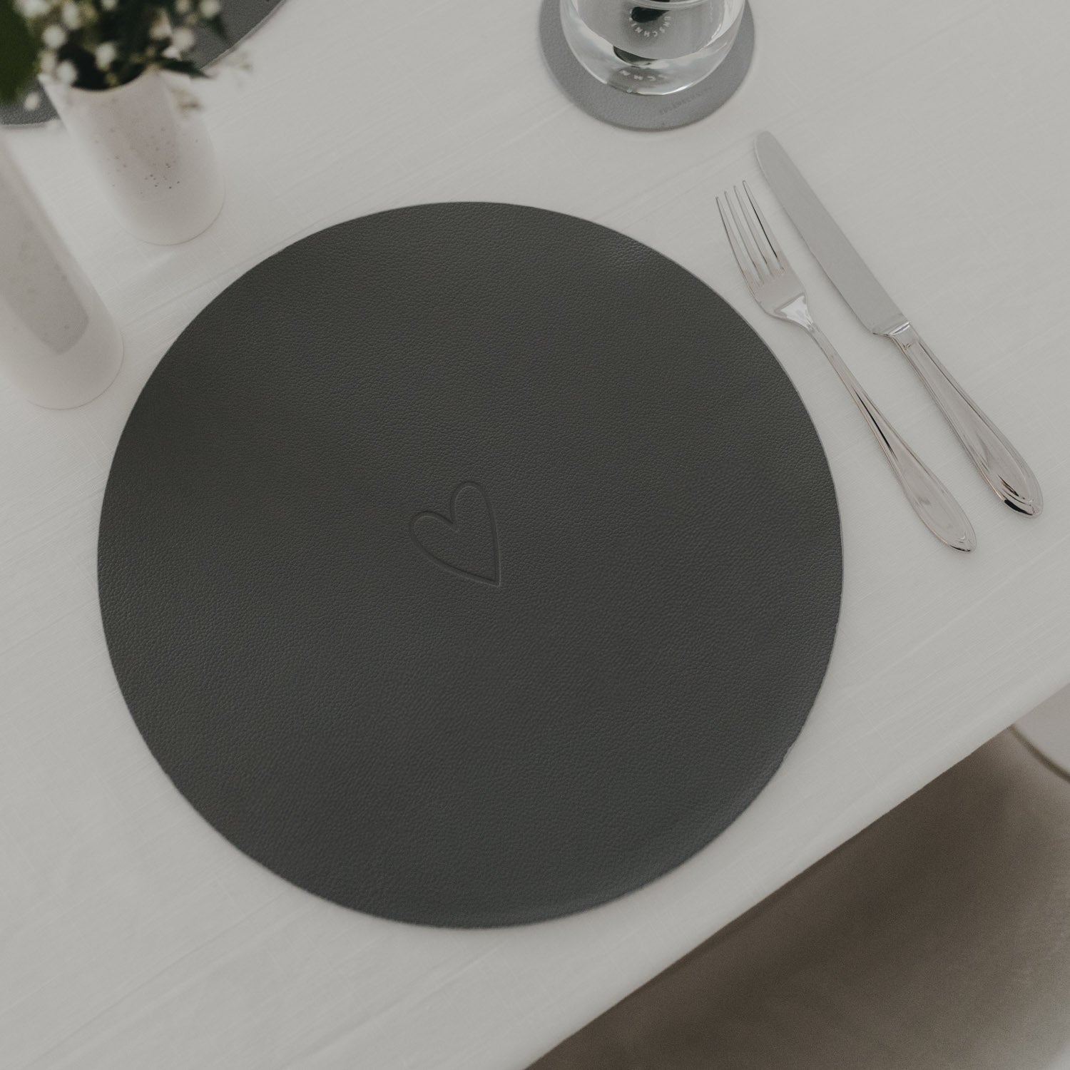 Wendbares Platzset "Herz" (Grau)