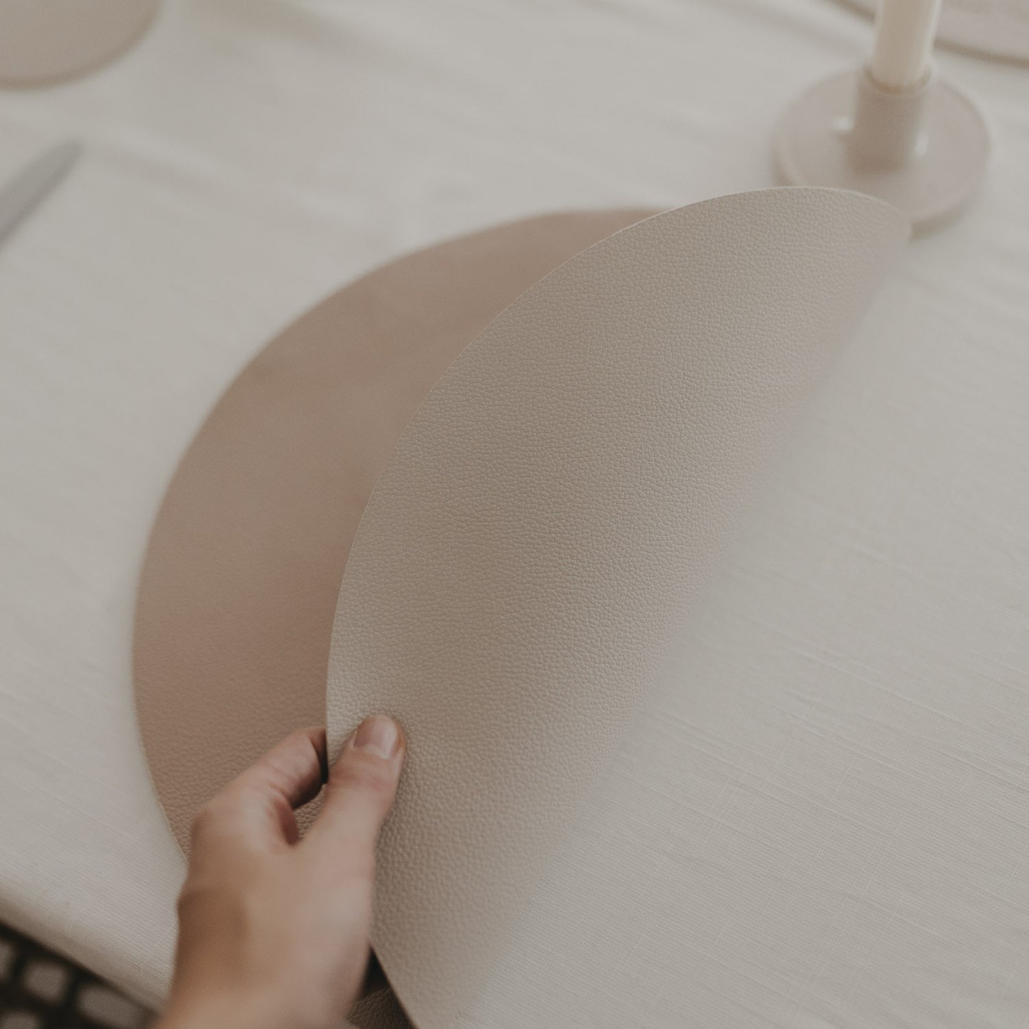 Wendbares Platzset "Herz" - 35 cm (Creme)