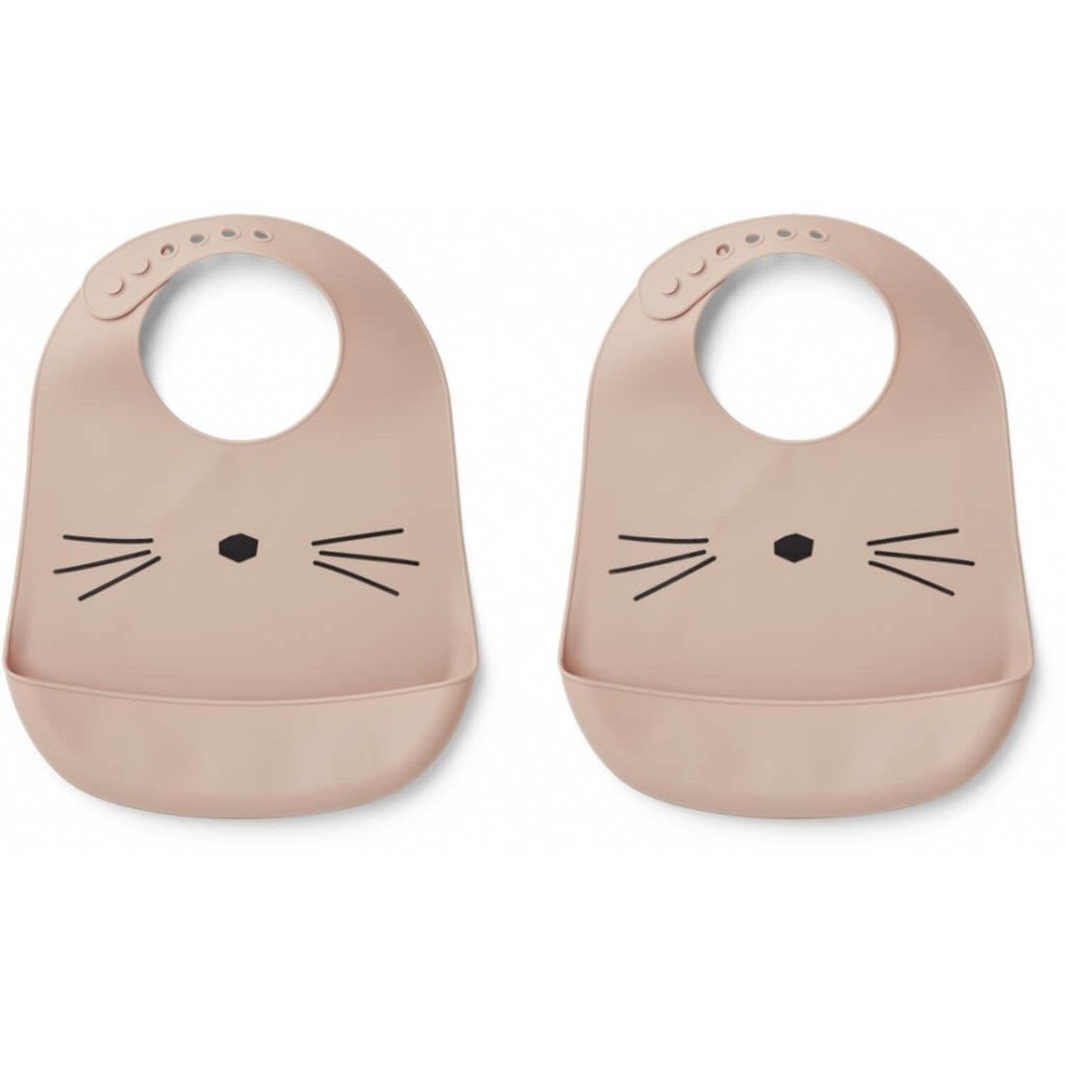 Silikon-Lätzchen "Tilda Katze" (Rose) im 2er-Set