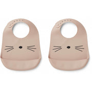 Silikon-Lätzchen "Tilda Katze" (Rose) im 2er-Set