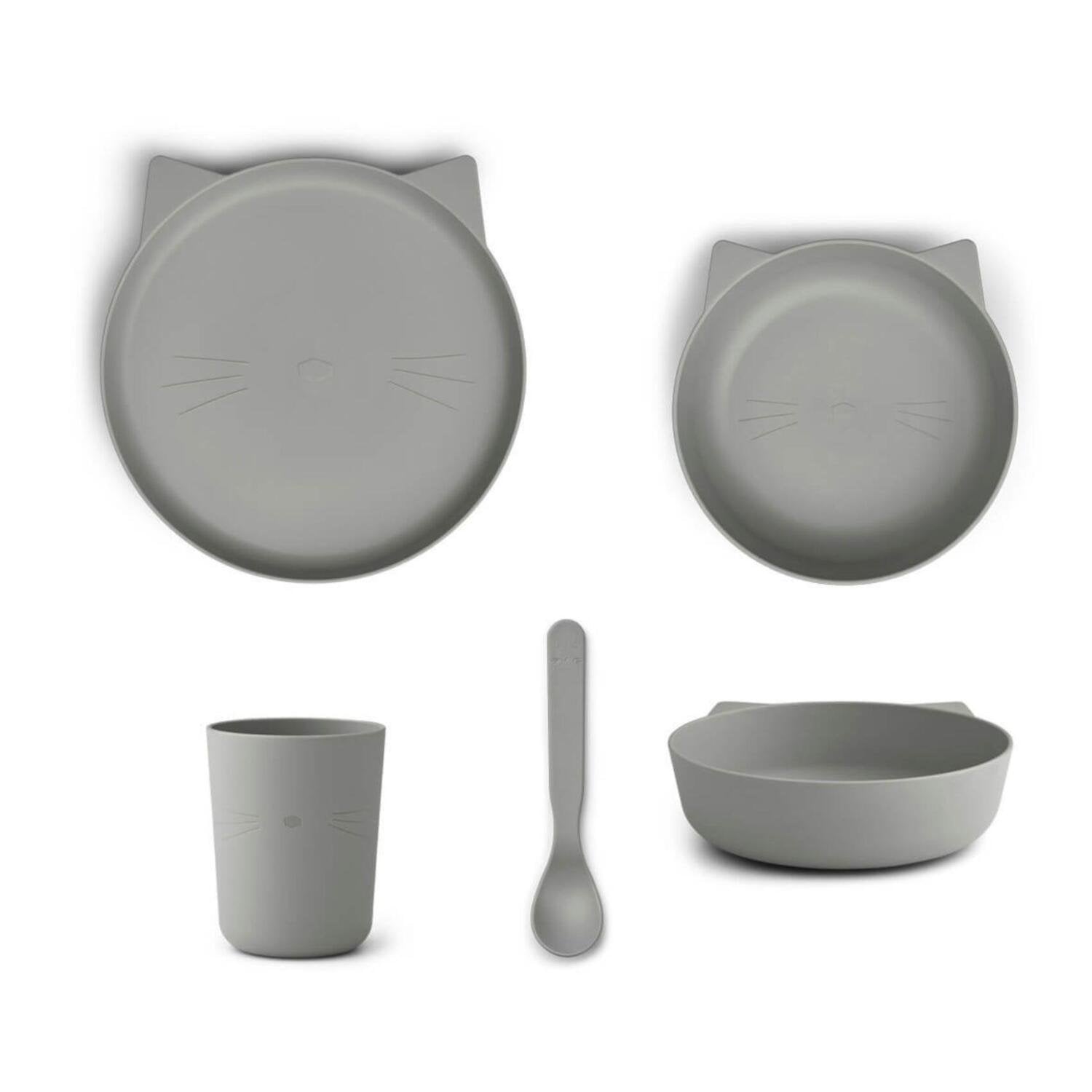 Kindergeschirr-Set "Paul Katze" - 5 tlg. (Dove Blue)