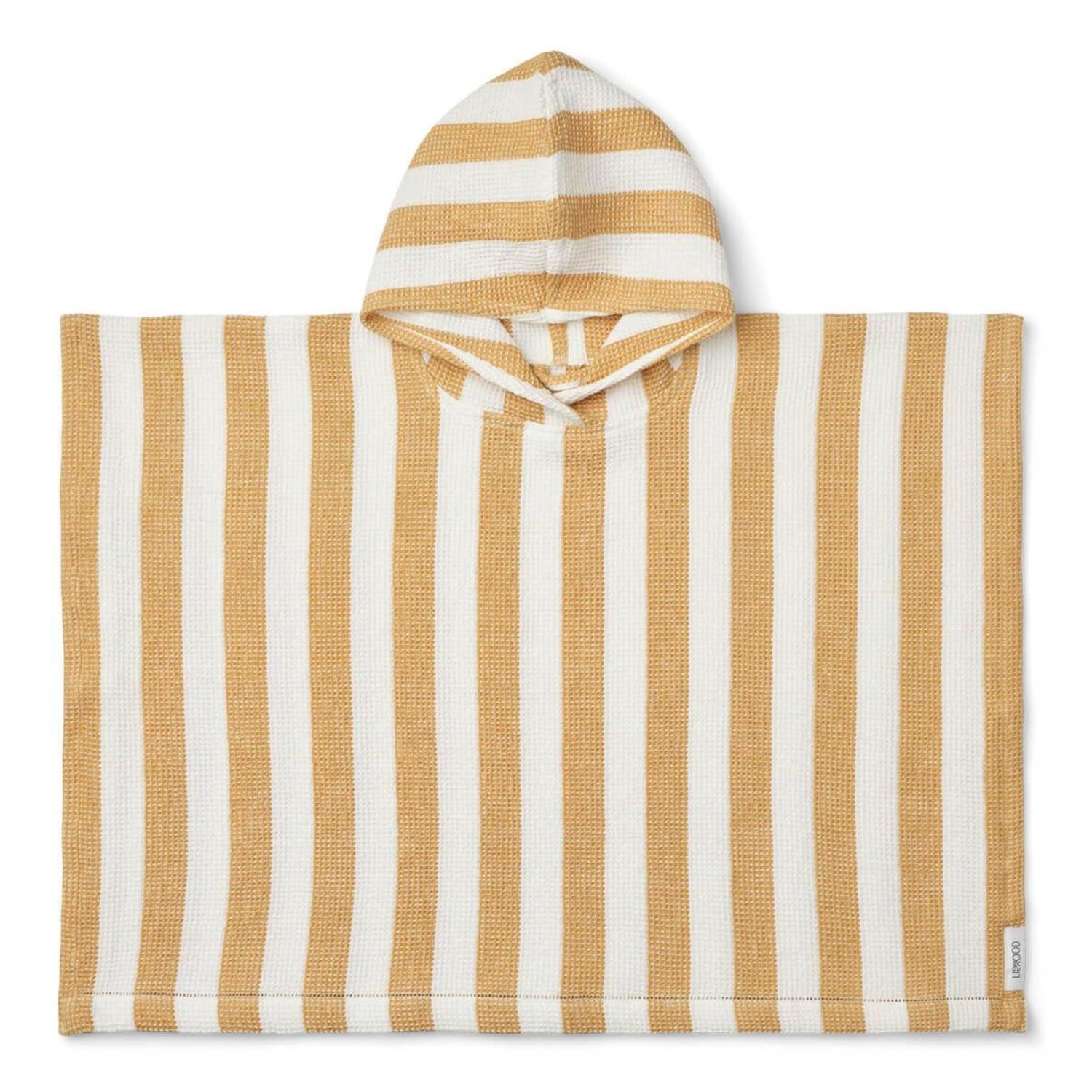 Badeponcho für Kinder "Paco - Stripe" (Weiß/Yellow Mellow)