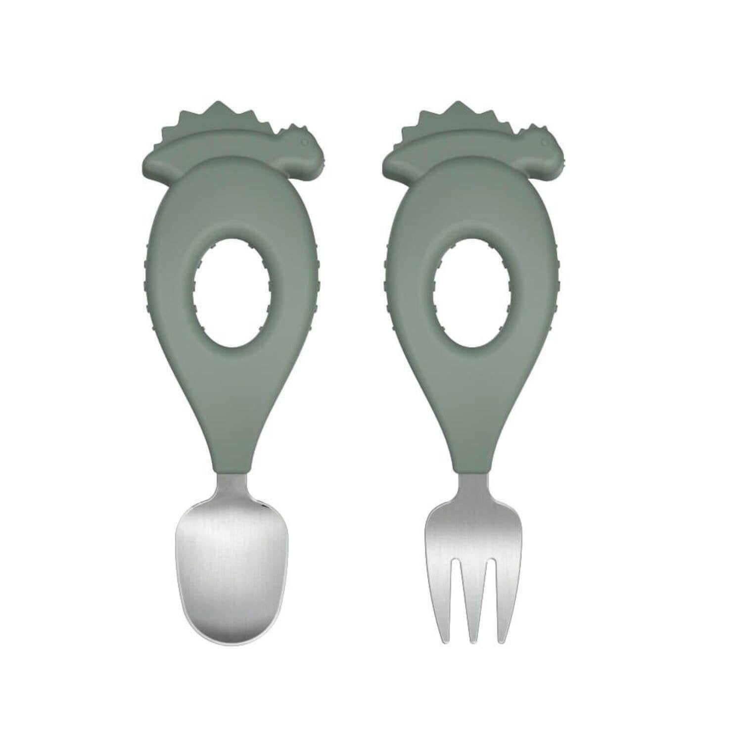 Baby-Besteck-Set "Stanley - Dino" (Faune Green)