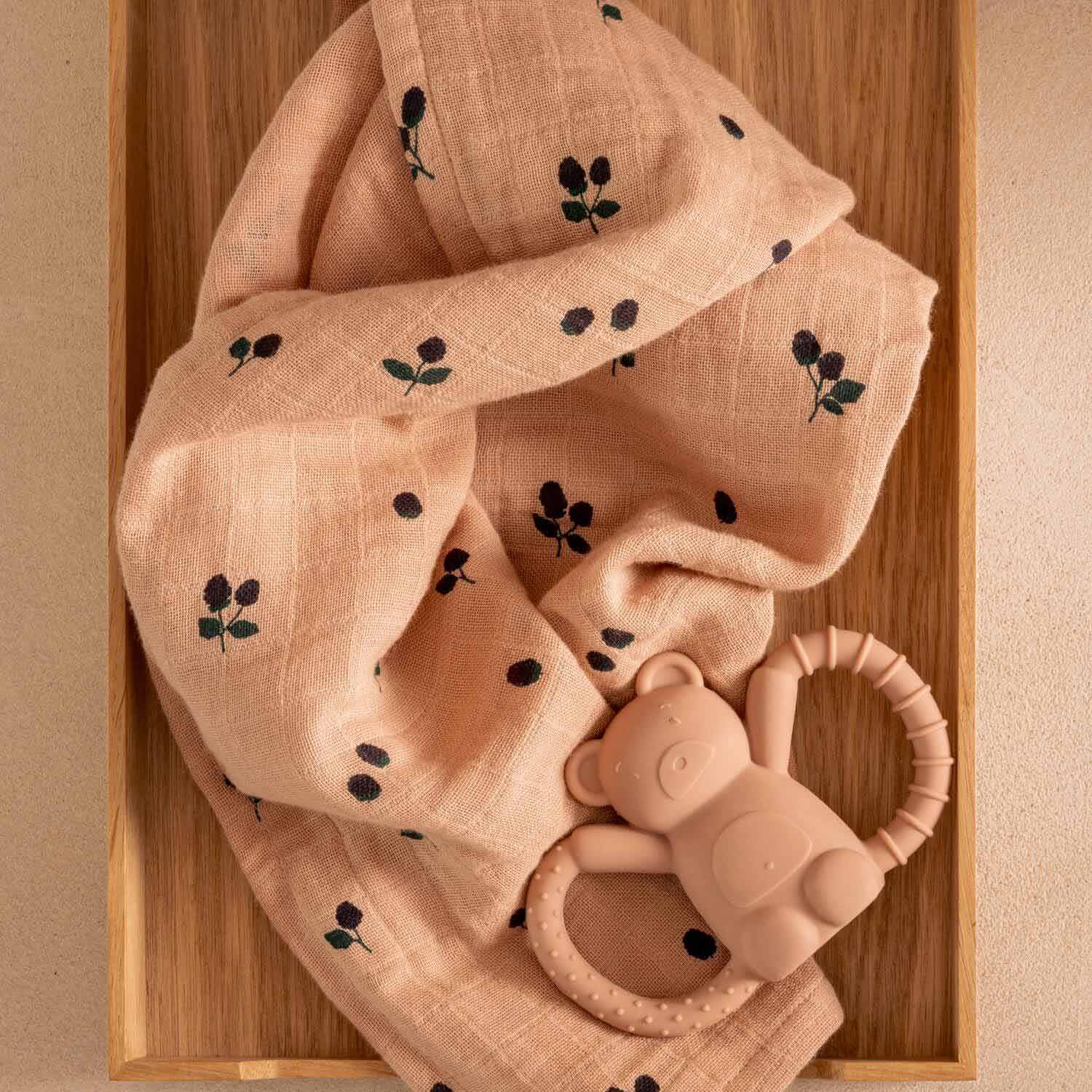 Musselintuch "Lewis - Mini Berry" im 2er-Set - 65x65 cm (Pale Tuscany)
