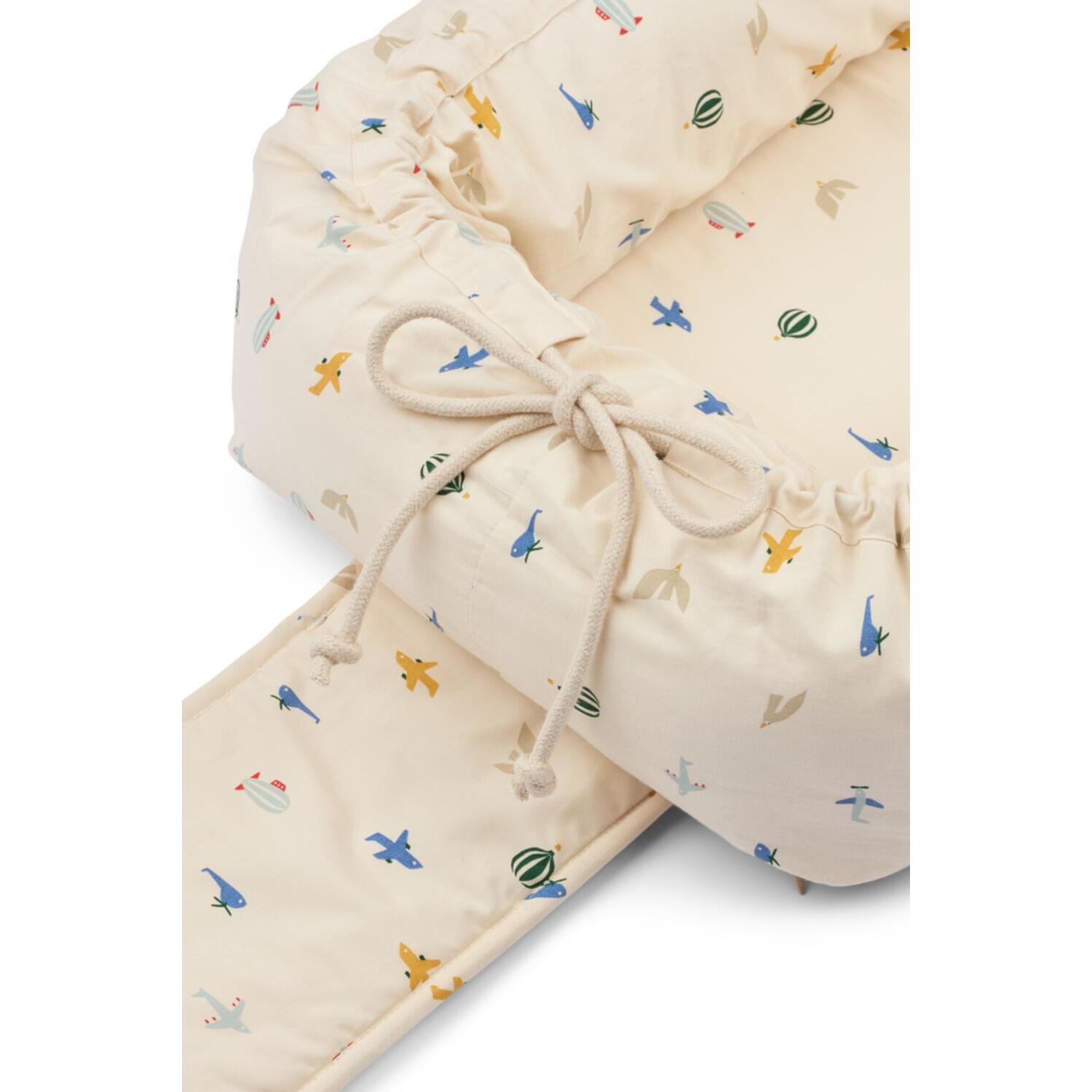 Babynest tragbar "Gro Printed - Flieger" - 76x32 cm (Ecru)