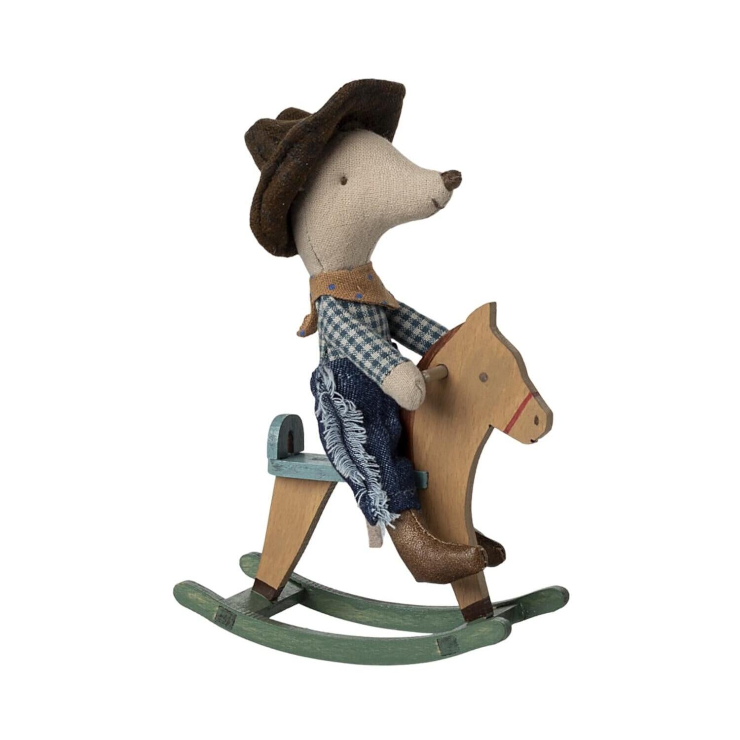 Maus "Cowboy auf Schaukelpferd" - Kleiner Bruder (Braun)