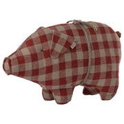 Stoff-Schwein - 16 cm (Rot-kariert)