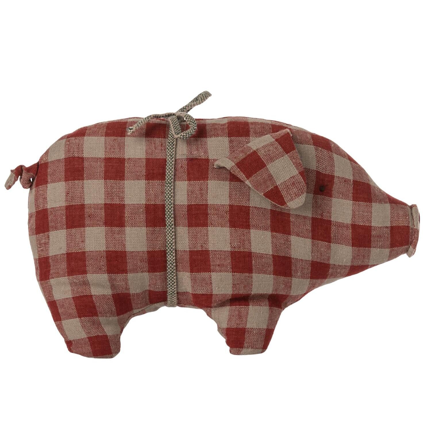 Stoff-Schwein - 16 cm (Rot-kariert)