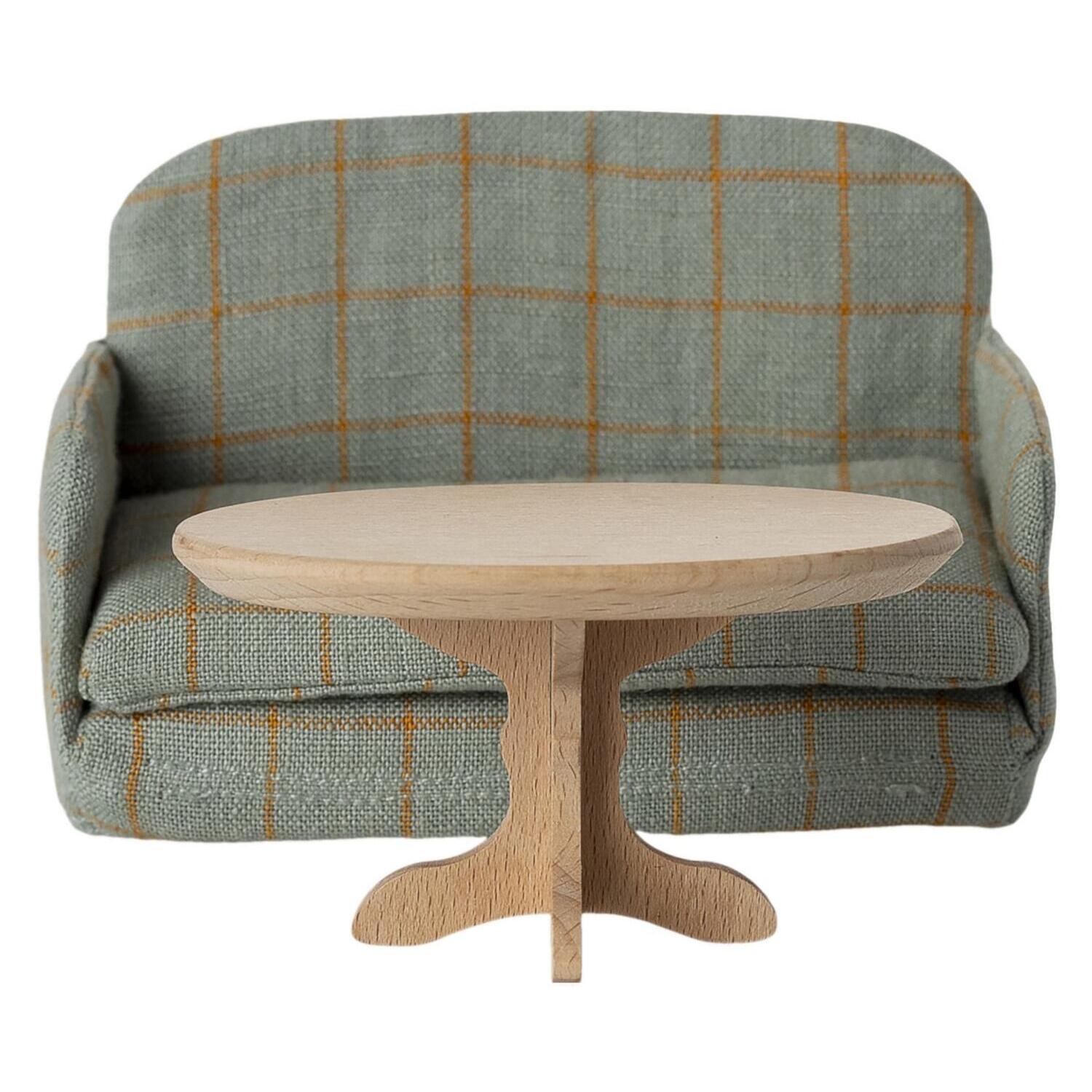 Ovaler Puppenhaus Couchtisch für Maus - 6x8x4 cm (Natur)