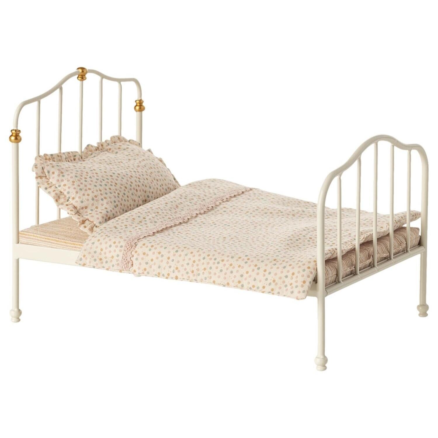Vintage Bett für Maus - 14x19x13 cm (Creme)
