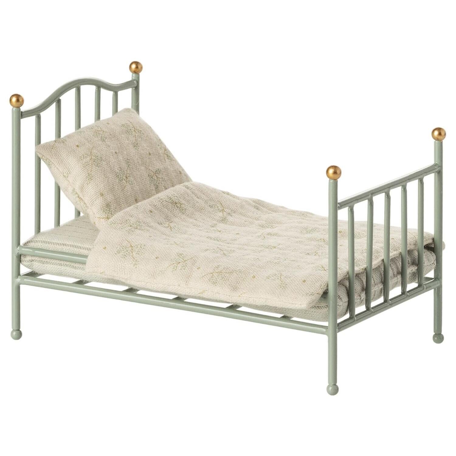Vintage Einzelbett für Maus - 8x13x8 cm (Mint)