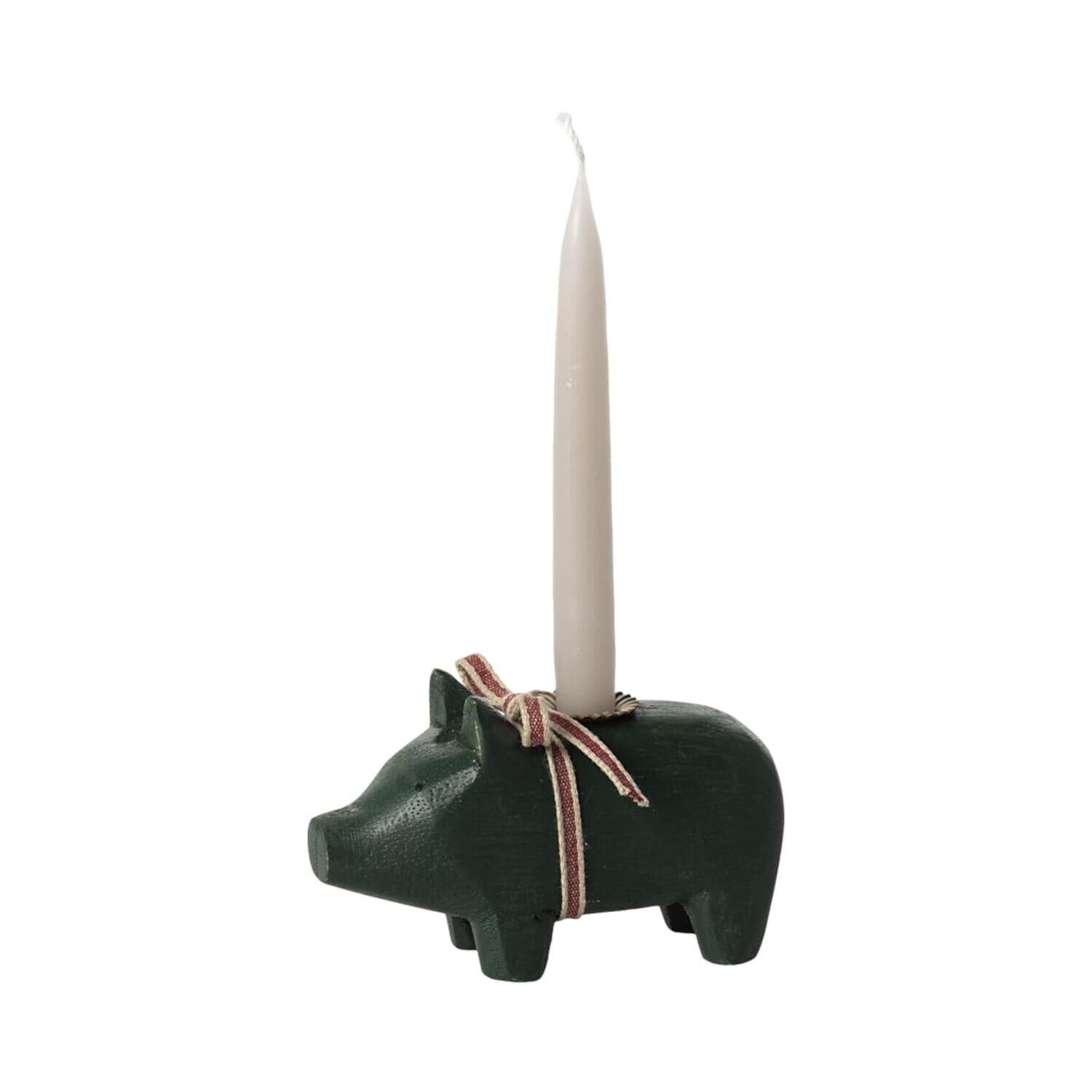 Kerzenhalter "Schwein" - Medium (Dunkelgrün)
