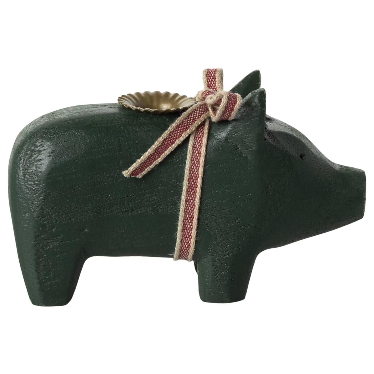 Kerzenhalter "Schwein" - Medium (Dunkelgrün)