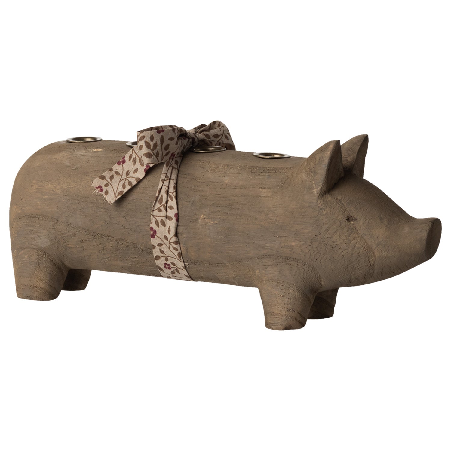 Kerzenständer aus Holz "Adventsschwein" (Natur)