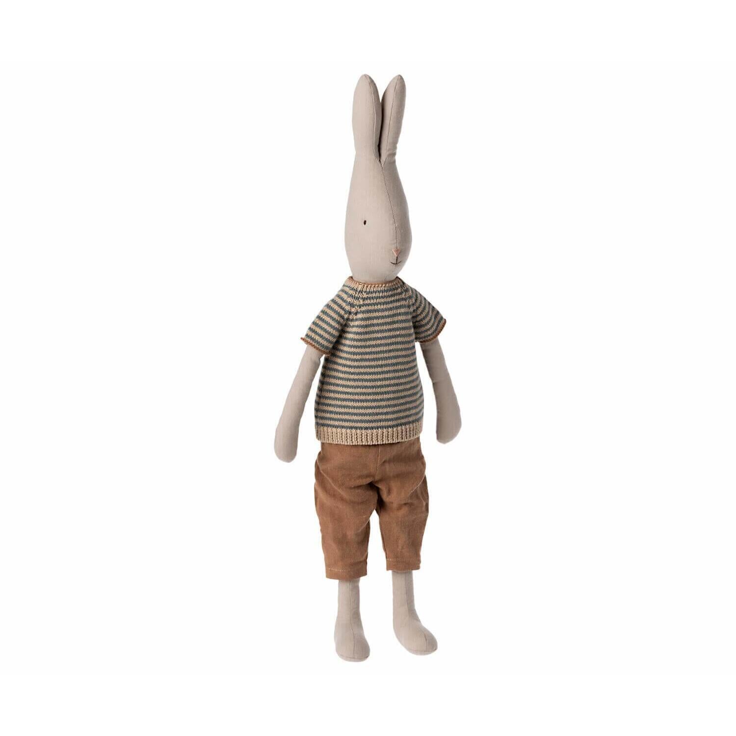 Hose und Strickpullover - Größe 4 (Braun/Gestreift)