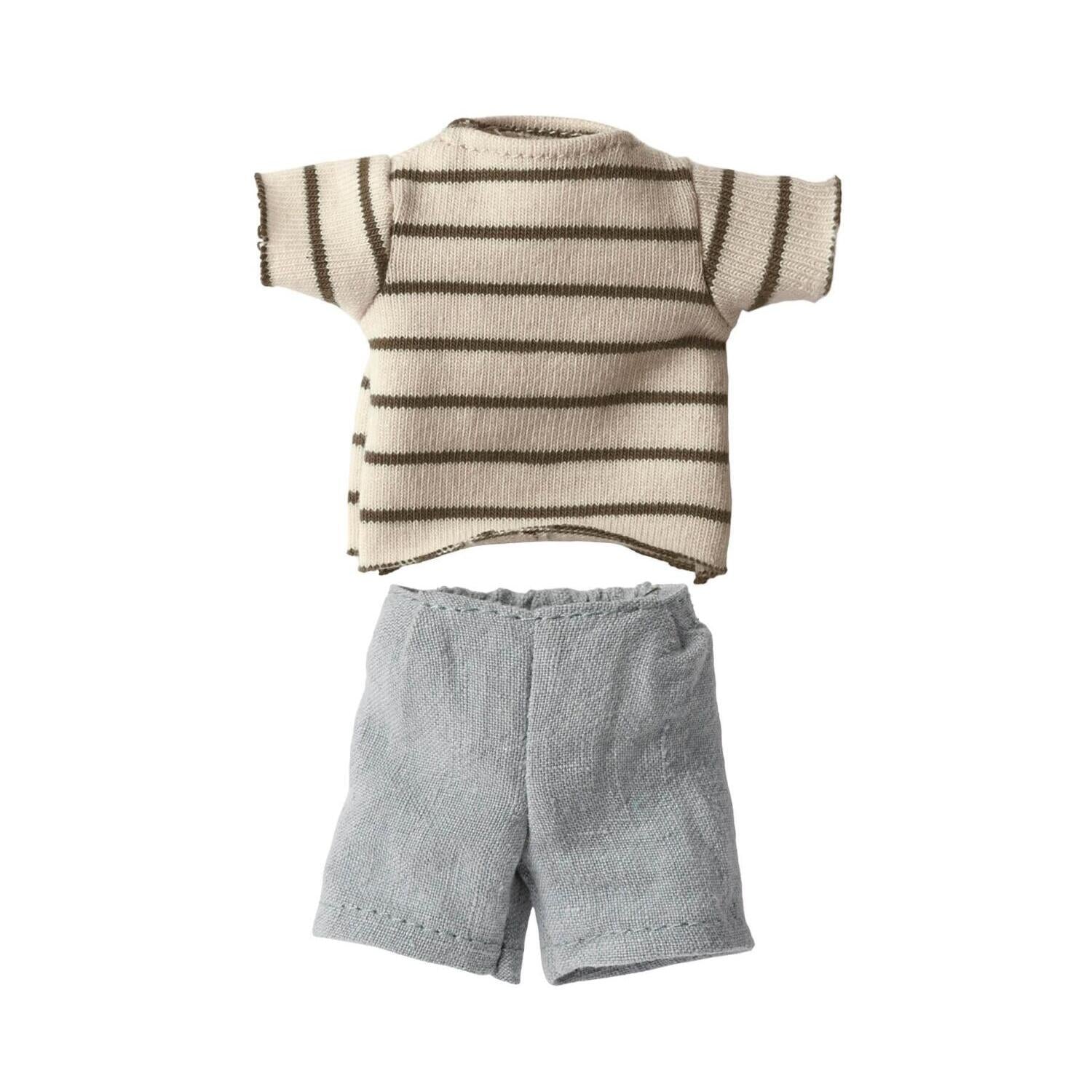 Bluse und Shorts für Hasen - Größe 1 (Beige/Blau)