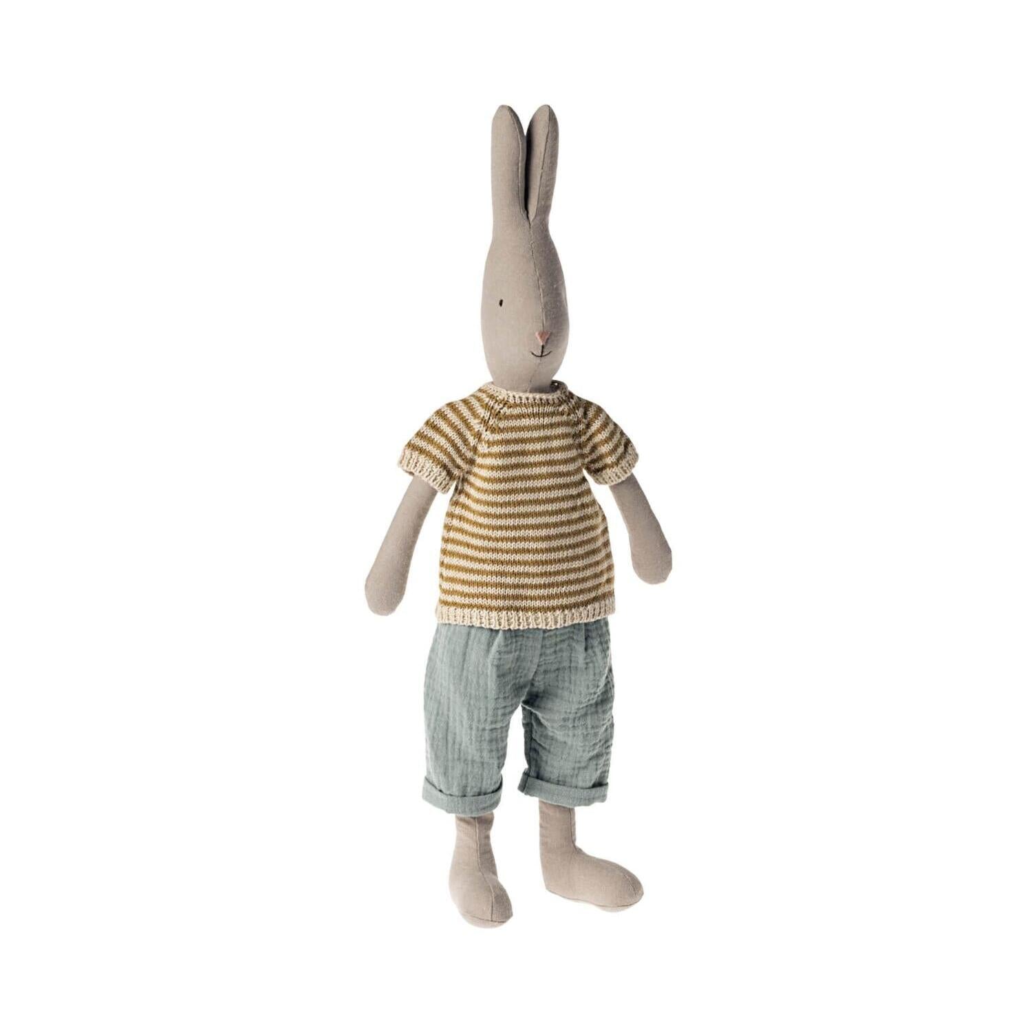 Hase mit Hose und Strickpullover - Größe 3 (Beige/Blau) Maileg