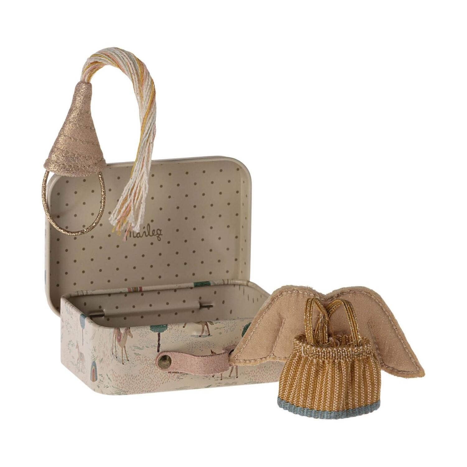 Maus Feenkleid im Miniatur Koffer - Kleine Schwester (Beige)