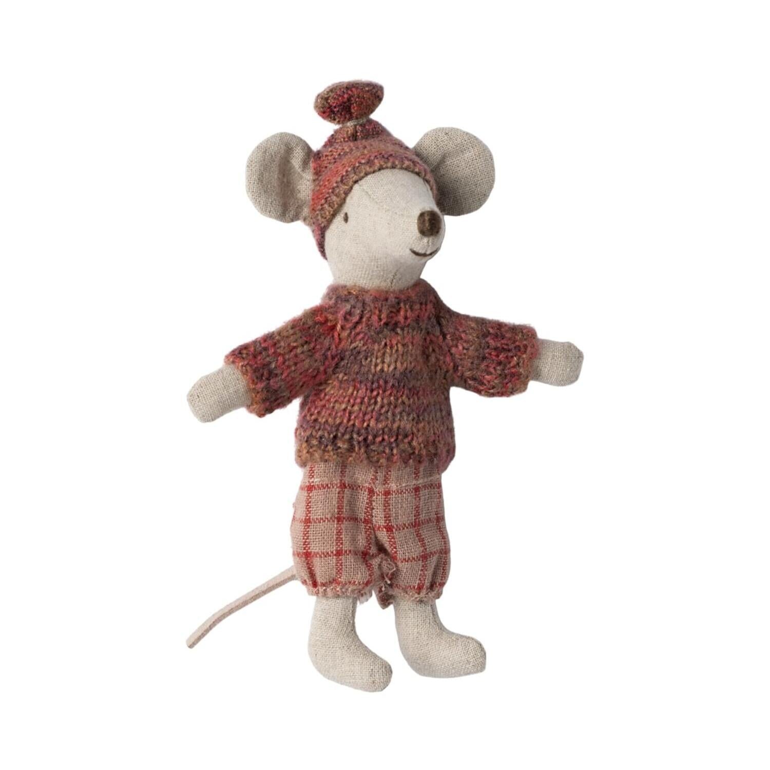 Wintermaus mit Skiset - Große Schwester (Rose)