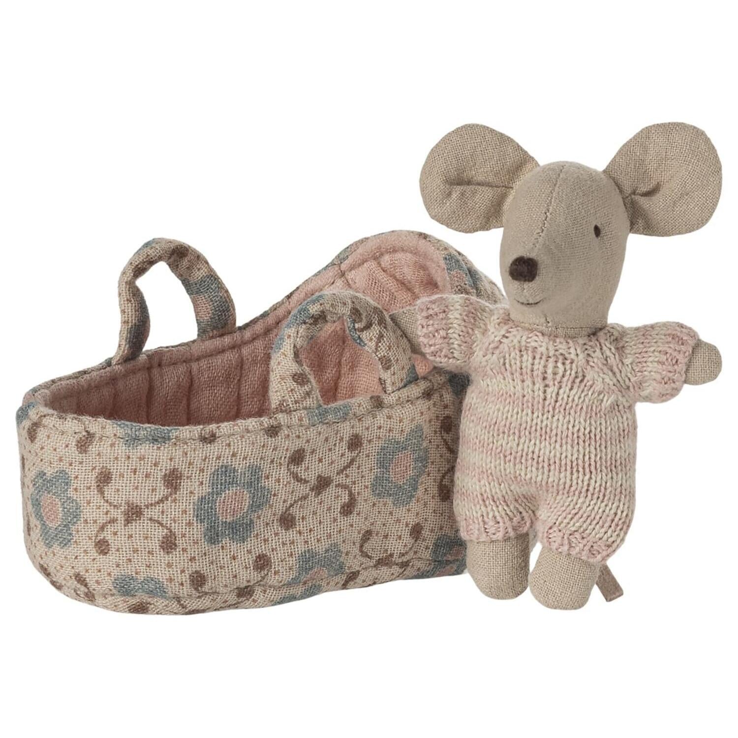 Babymaus in Tragetasche (Rose)
