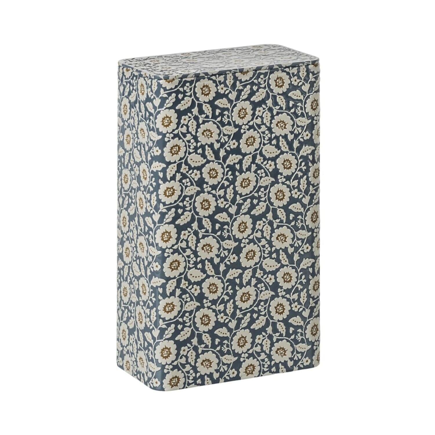Metallbox mit Blumen im 2er-Set (Blau/Braun)