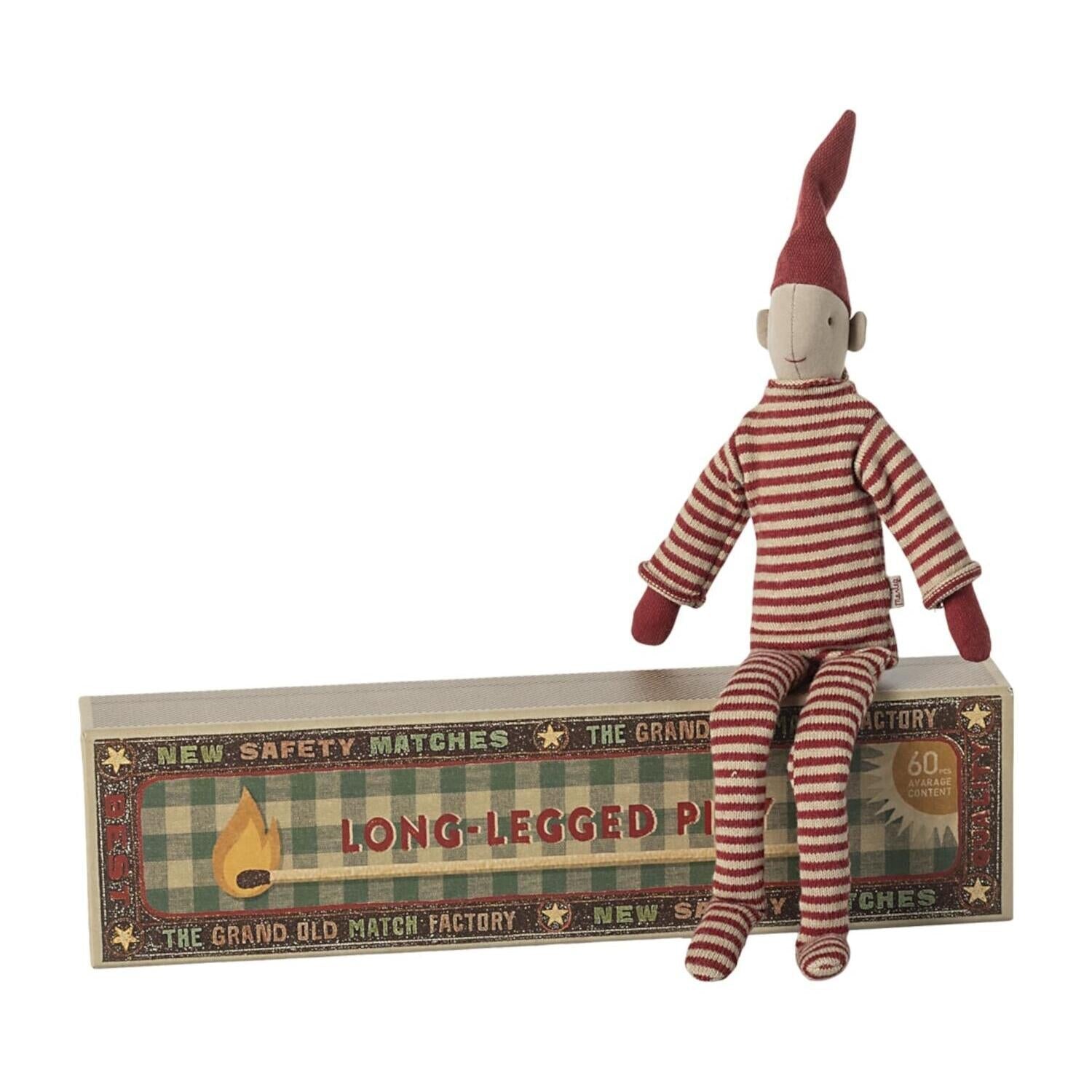 Langbeiniger Pixie in Streichholzschachtel - 34 cm (Rot)