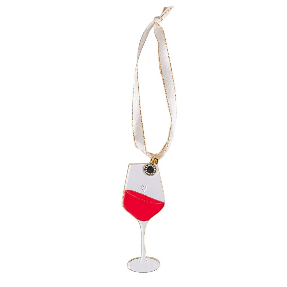 Baumschmuck "Weinglas" - 3,4x9,1 cm (Rot)