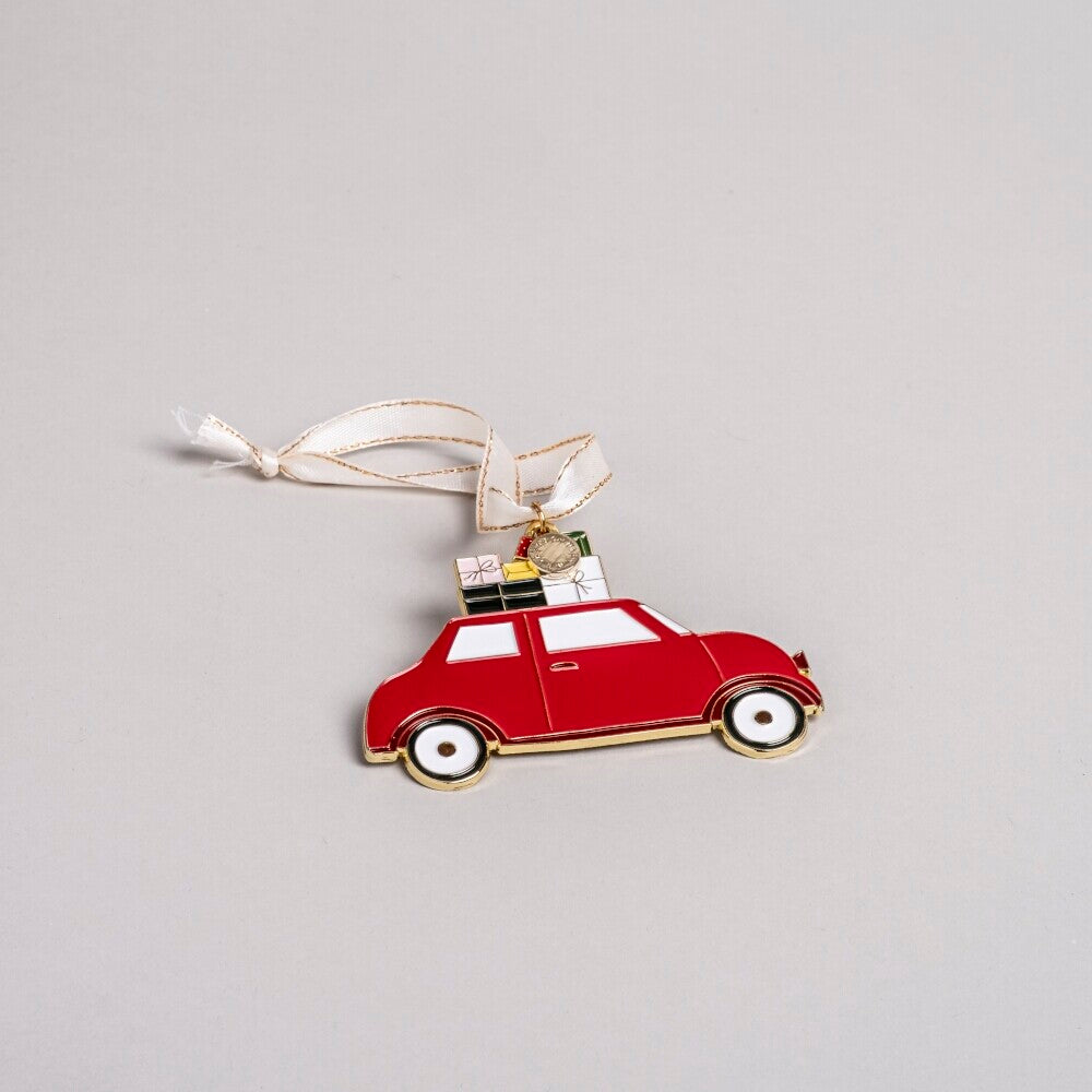 Baumschmuck "Weihnachtsauto" - 8,8x6,3 cm (Rot)