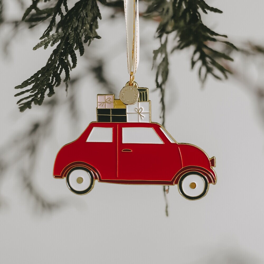 Baumschmuck "Weihnachtsauto" - 8,8x6,3 cm (Rot)
